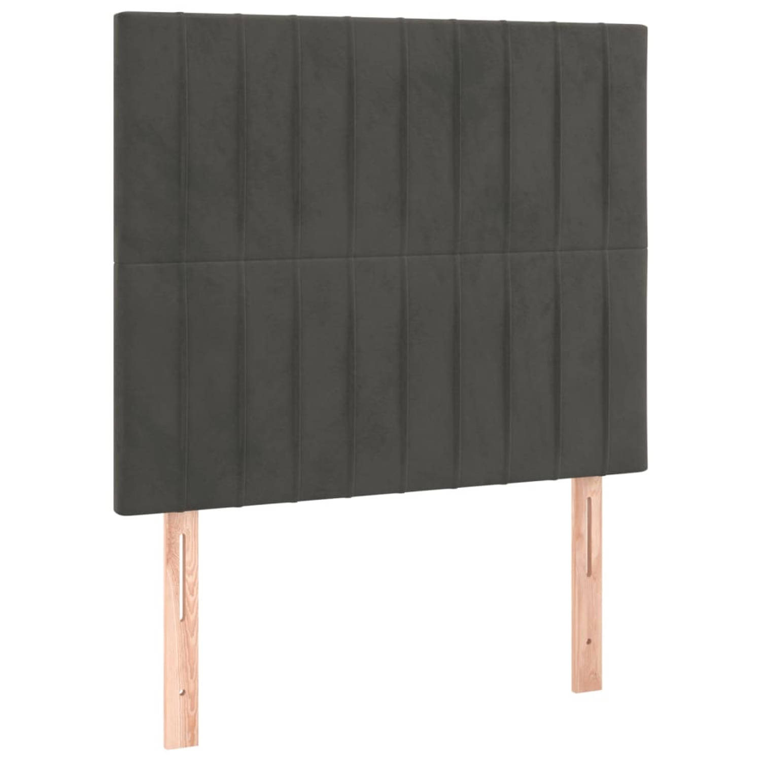 The Living Store Hoofdbord - Hoofdeind Set - Donkergrijs Fluweel - Verstelbare Hoogte - Stevige Poten - Comfortabele Ondersteuning - 80 x 5 x 118/128 cm - 2 Stuks
