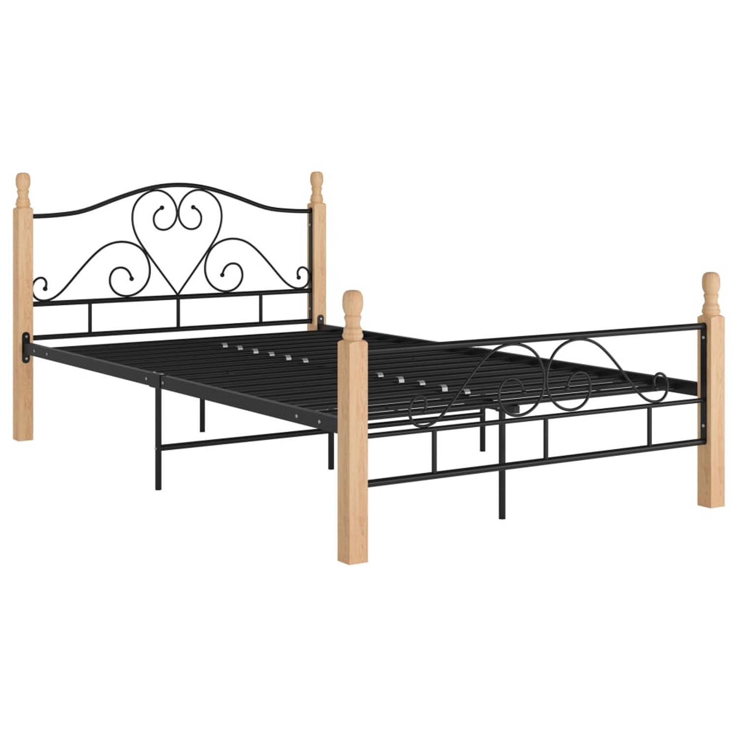 The Living Store Bedframe metaal zwart 120x200 cm - Bedframe - Bedframes - Bed - Bedden - Frame - Frames - Tweepersoonsbed - Tweepersoonsbedden - Bedombouw - Bedombouwen - Metalen