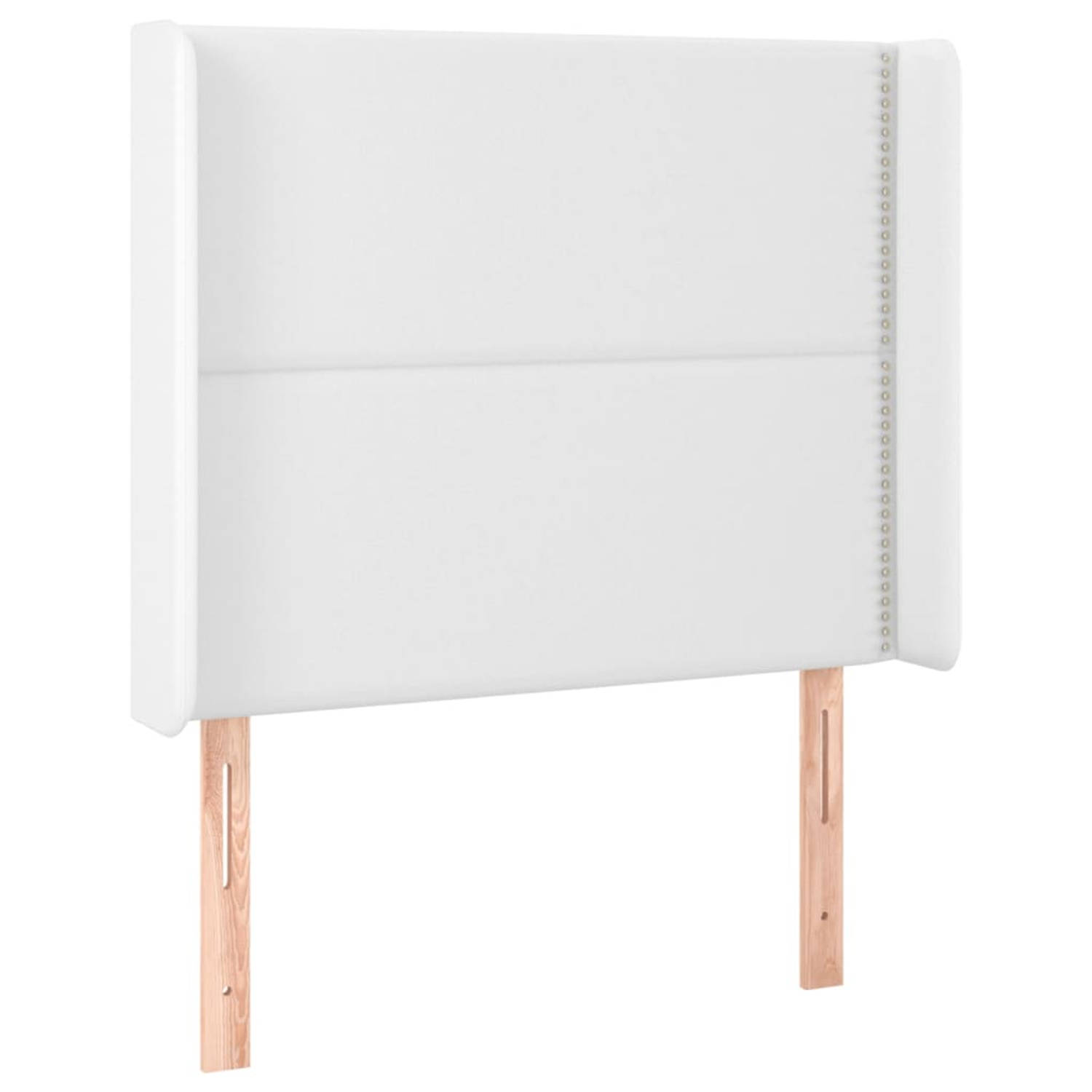 The Living Store Hoofdbord met randen 103x16x118/128 cm kunstleer wit - Bedonderdeel