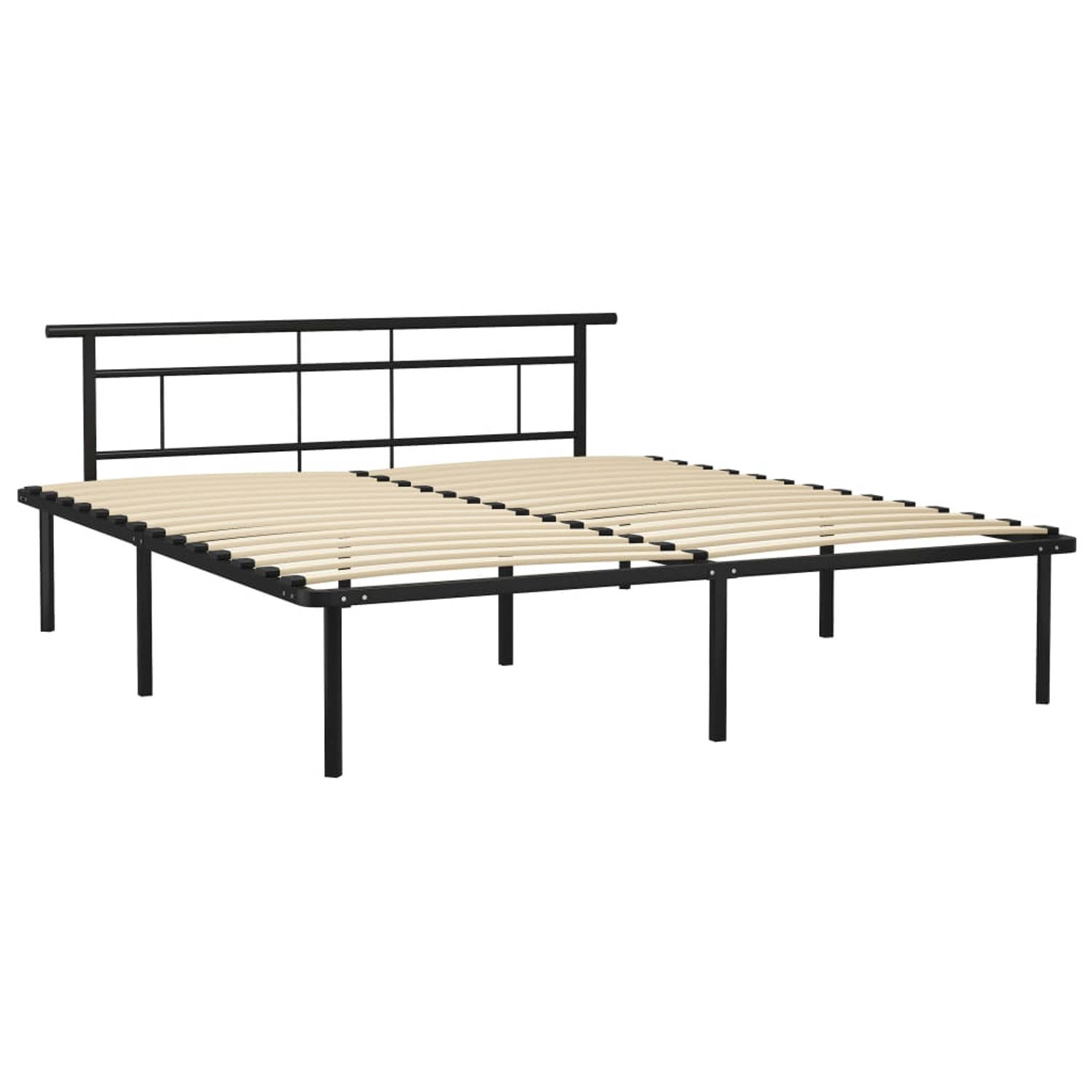 The Living Store Bedframe metaal zwart 180x200 cm - Bedframe - Bedframes - Tweepersoonsbed - Tweepersoonsbedden - Bed - Bedden - Bedombouw - Bedombouwen - Frame - Frames - Slaapmeu