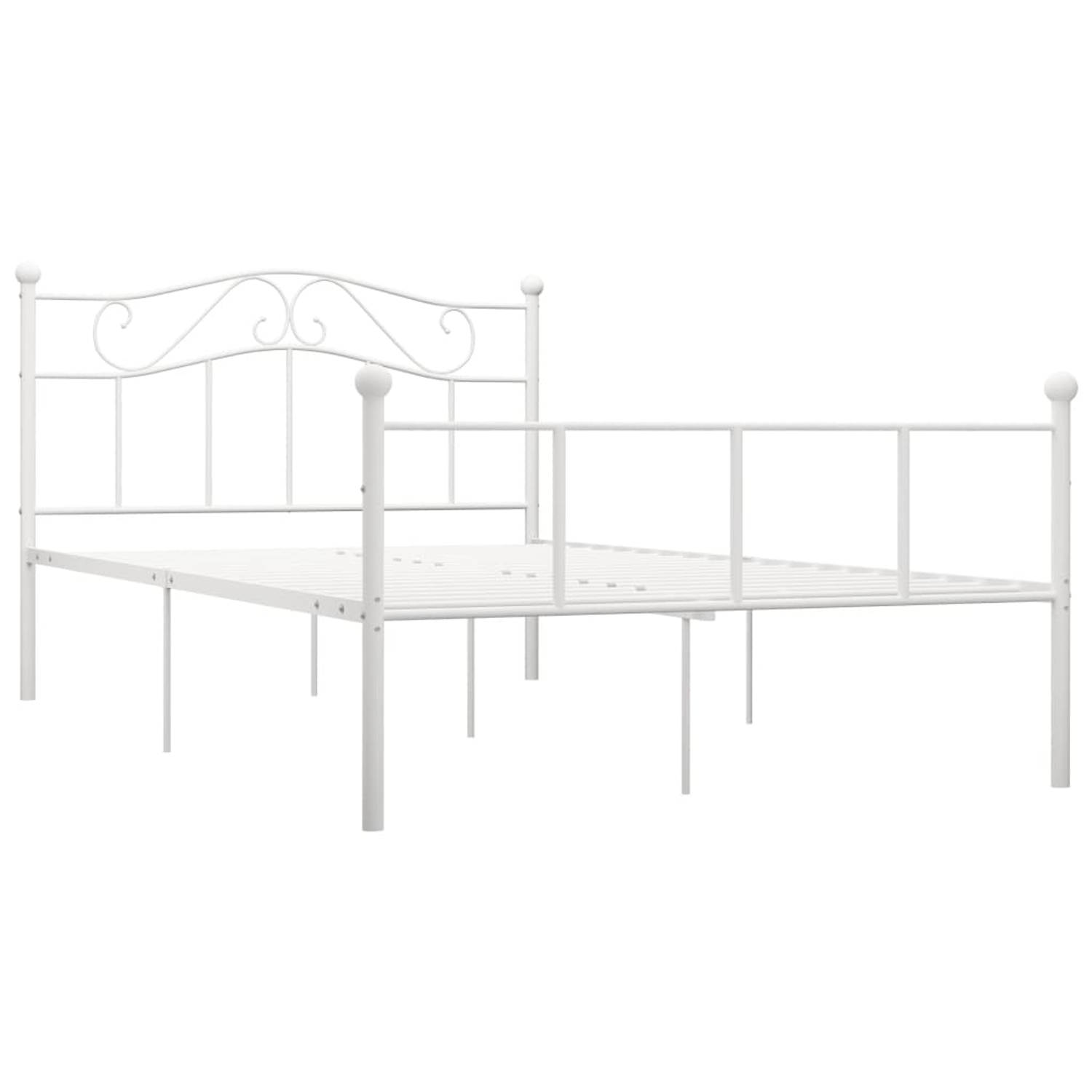 The Living Store Metalen bedframe - 208 x 167.5 x 95 cm - Wit - Geschikt voor 160 x 200 cm matras - Eenvoudig te monteren