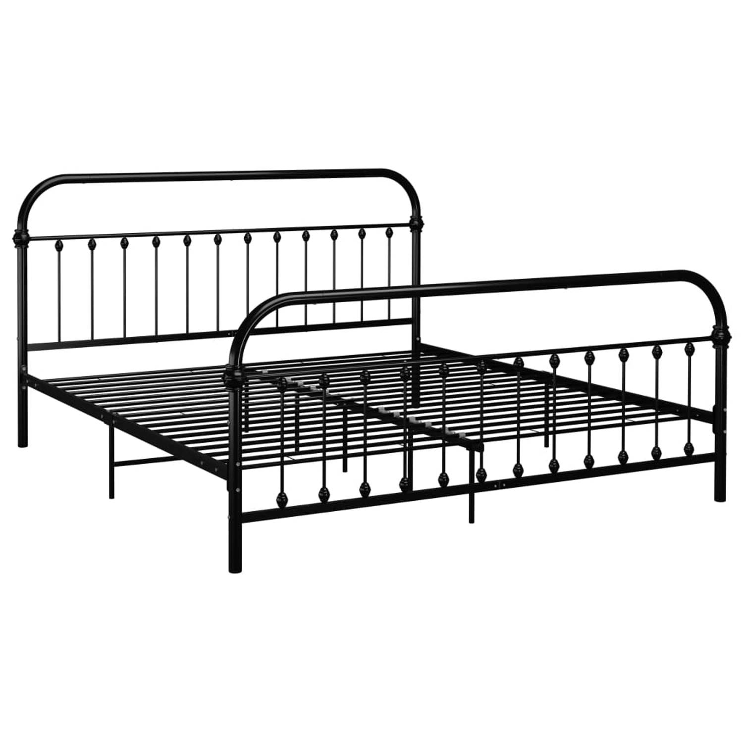 The Living Store Bedframe metaal zwart 180x200 cm - Bedframe - Bedframes - Tweepersoonsbed - Tweepersoonsbedden - Bed - Bedden - Bedombouw - Bedombouwen - Frame - Frames - Slaapmeu