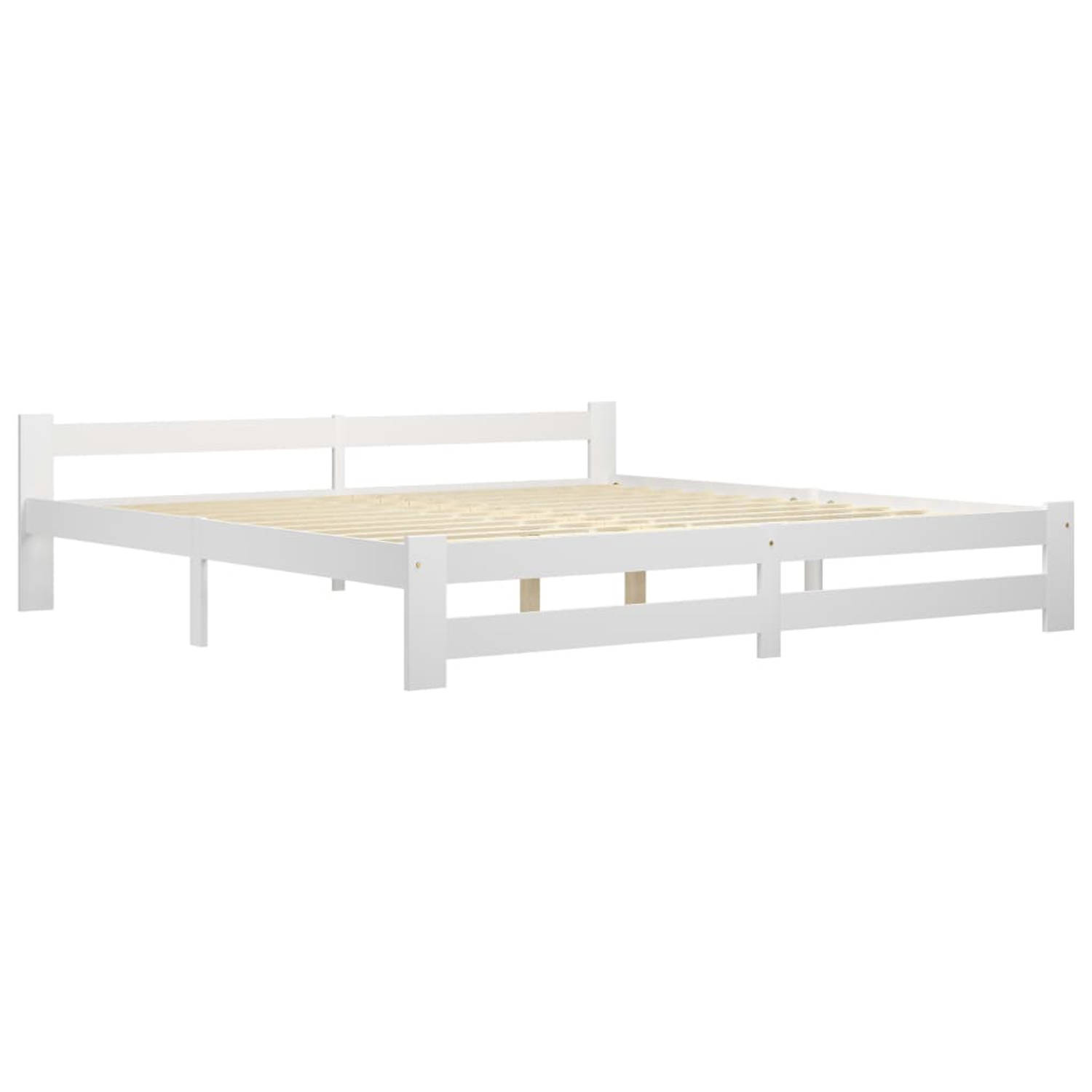 The Living Store Bedframe massief grenenhout wit 200x200 cm - Bedframe - Bedframes - Bed Frame - Bed Frames - Bed - Bedden - Houten Bedframe - Houten Bedframes - 2-persoonsbed - 2
