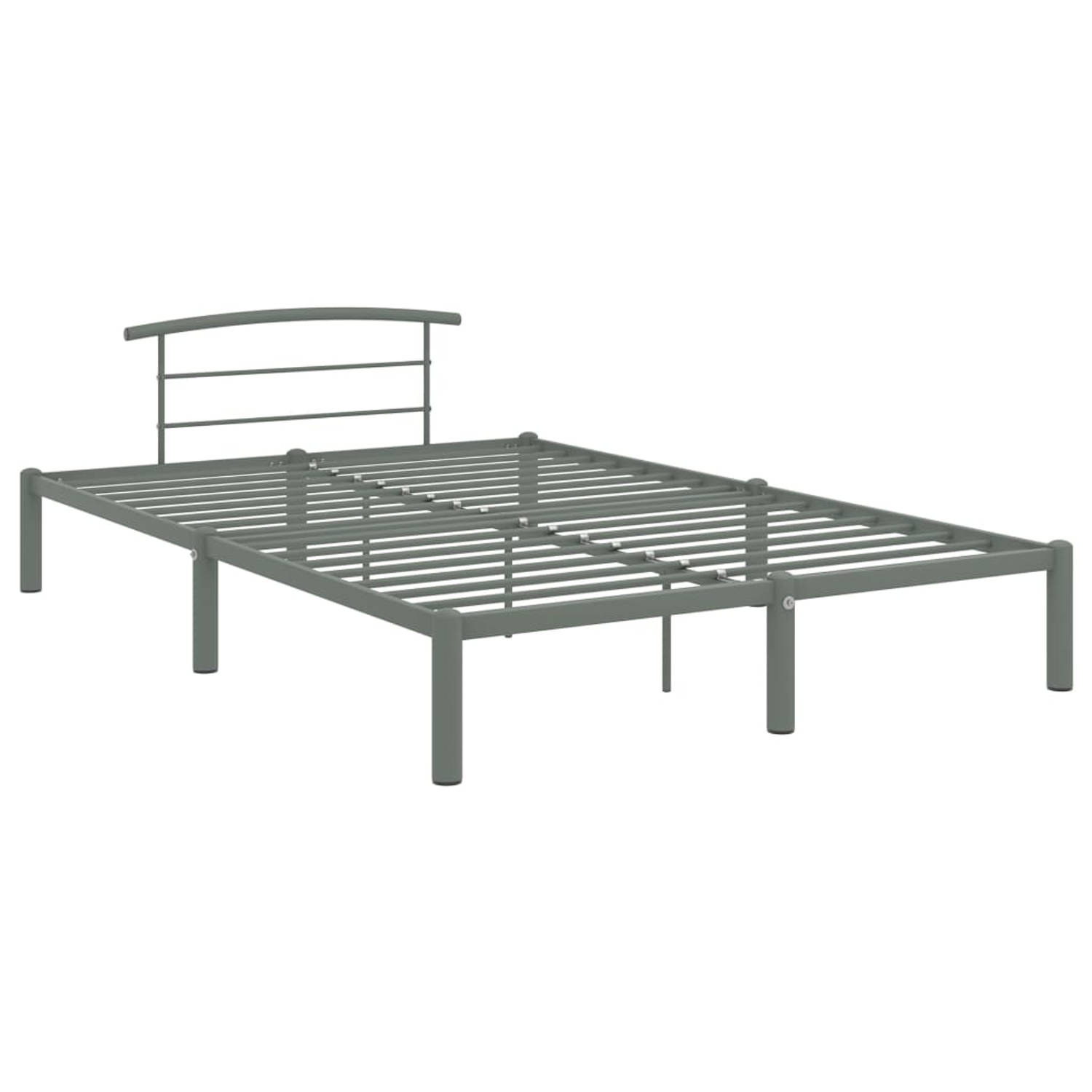 The Living Store Bedframe metaal grijs 160x200 cm - Bedframe - Bedframes - Tweepersoonsbed - Tweepersoonsbedden - Bed - Bedden - Bedombouw - Bedombouwen - Frame - Frames - Slaapmeu