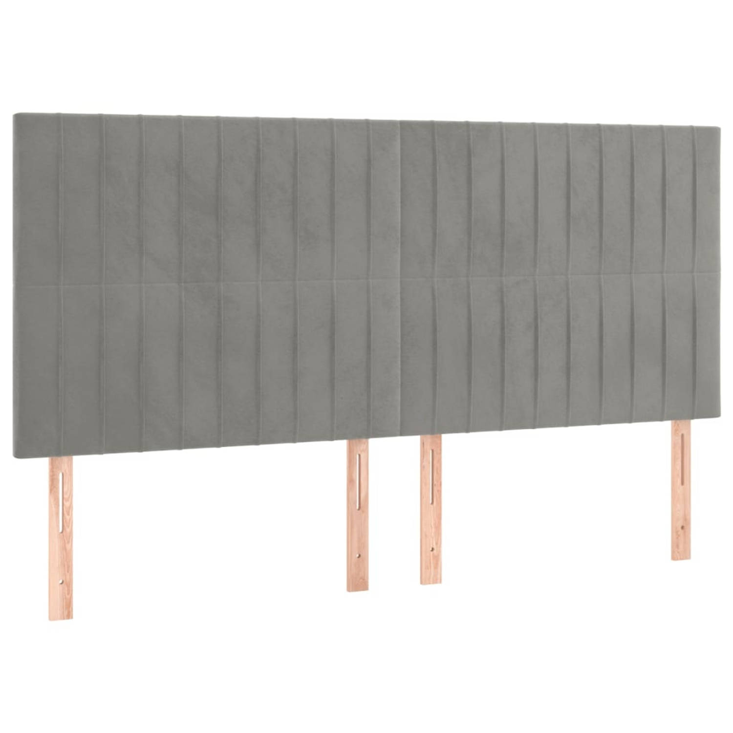 The Living Store Hoofdborden 4 st 100 x 5 x 78/88 cm fluweel lichtgrijs - Bedonderdeel