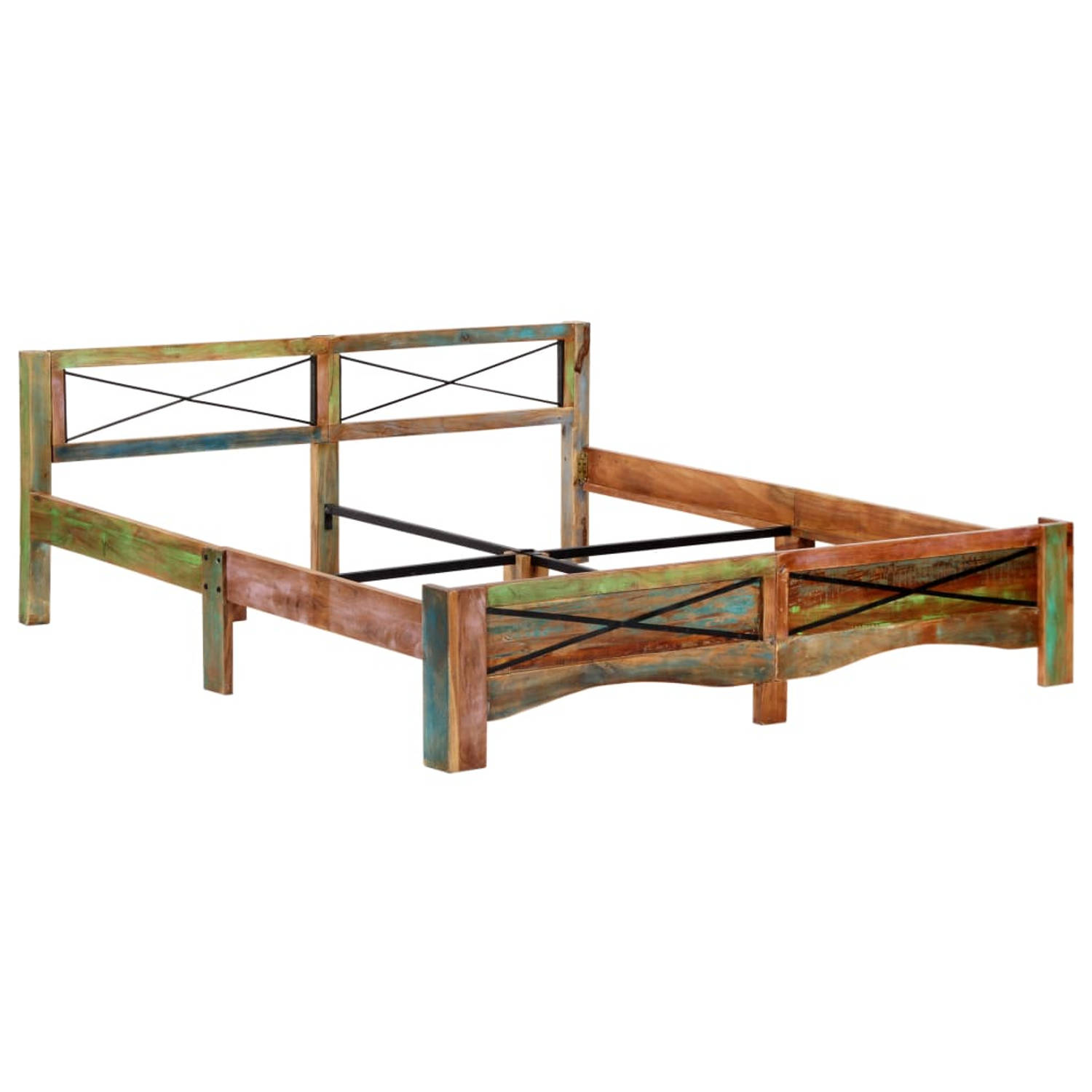 The Living Store Bedframe massief gerecycled hout 180x200 cm - Bed