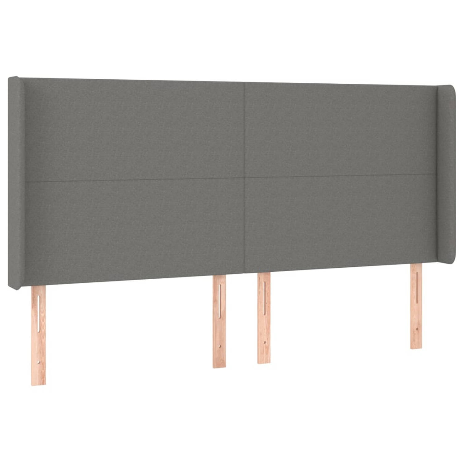 The Living Store Hoofdbord met randen 203x16x118/128 cm stof donkergrijs - Bedonderdeel