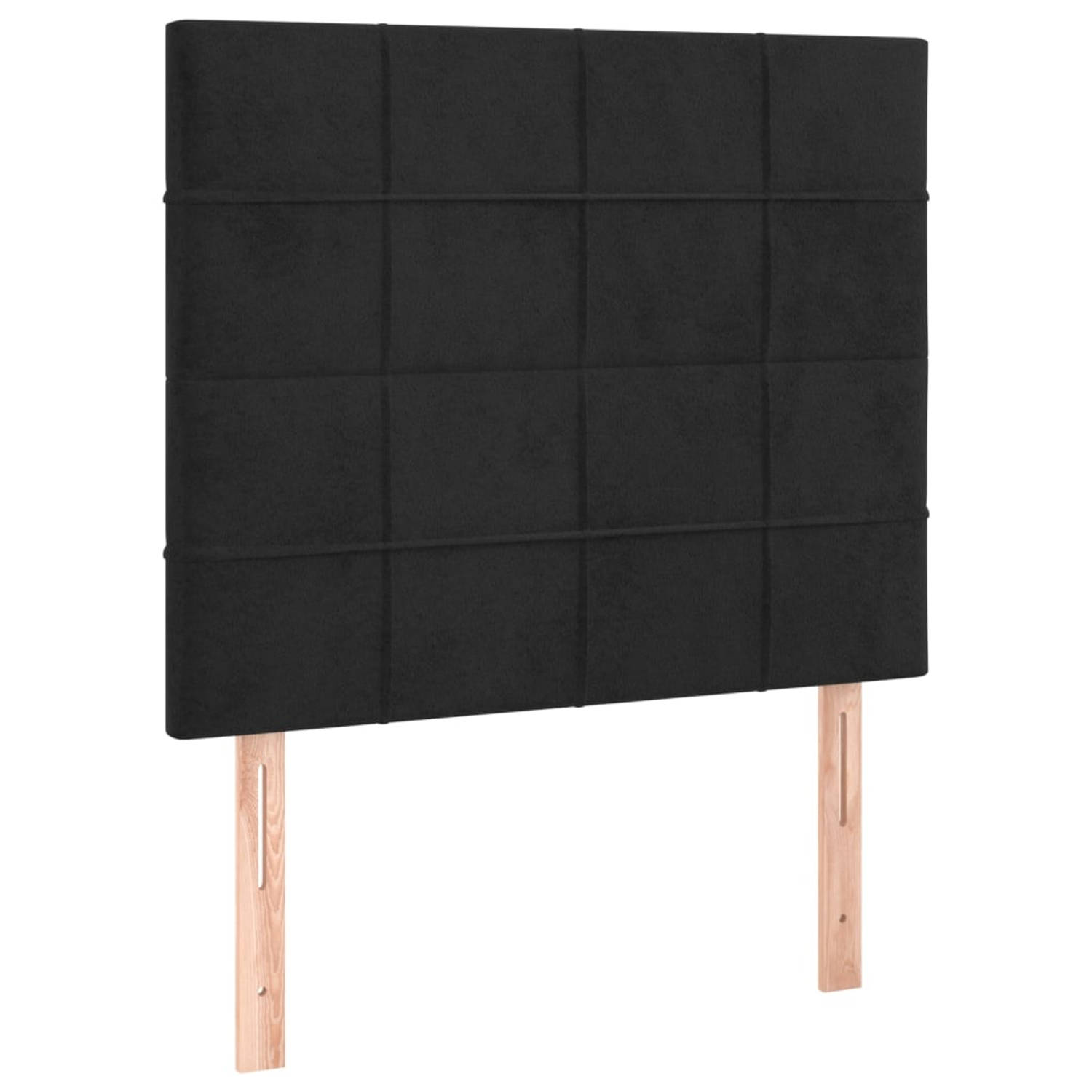 The Living Store Hoofdbord - Hoofdeind zwart - 100 x 5 x 118/128 cm - Zacht fluweel en stevige poten