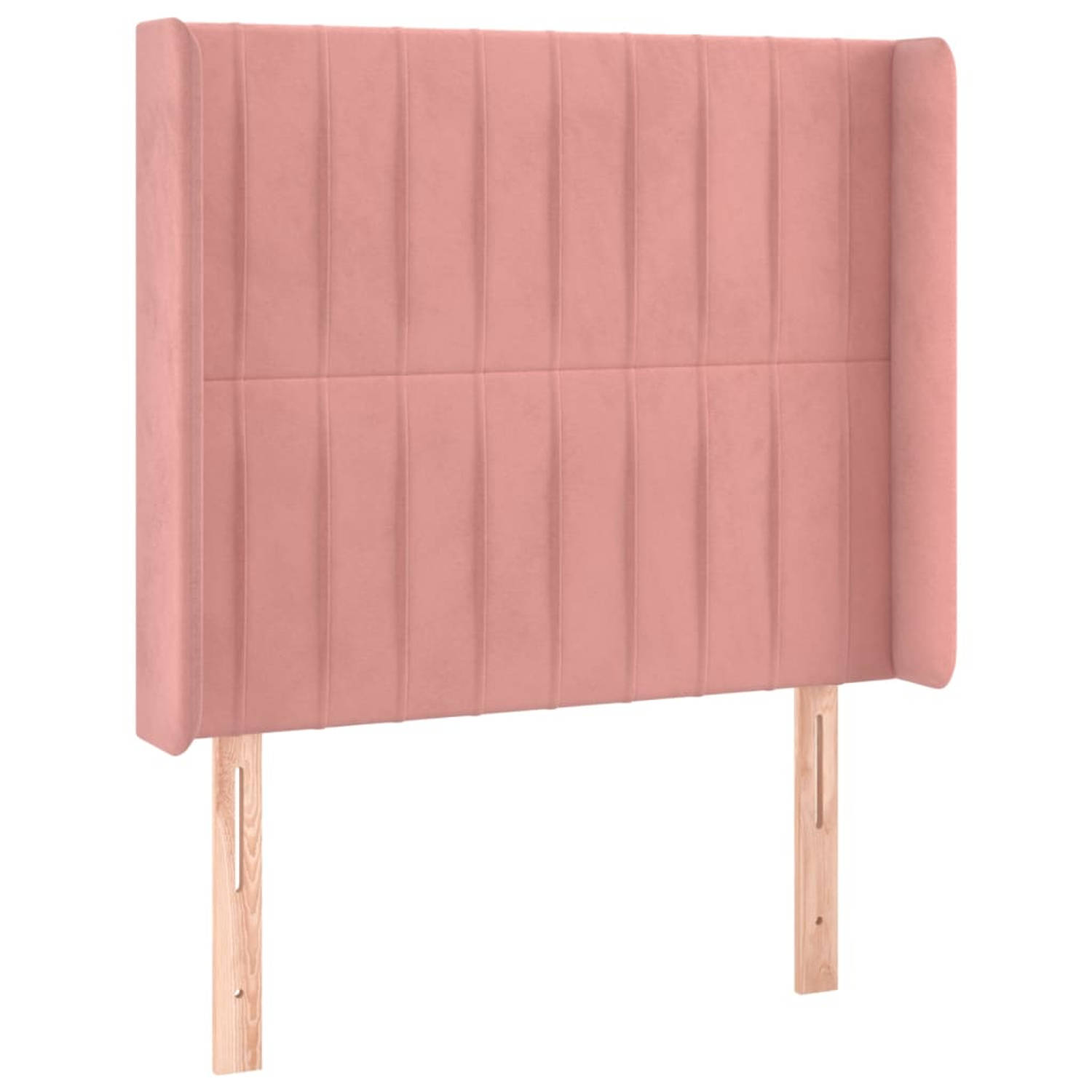 The Living Store Hoofdbord met randen 83x16x118/128 cm fluweel roze - Bedonderdeel