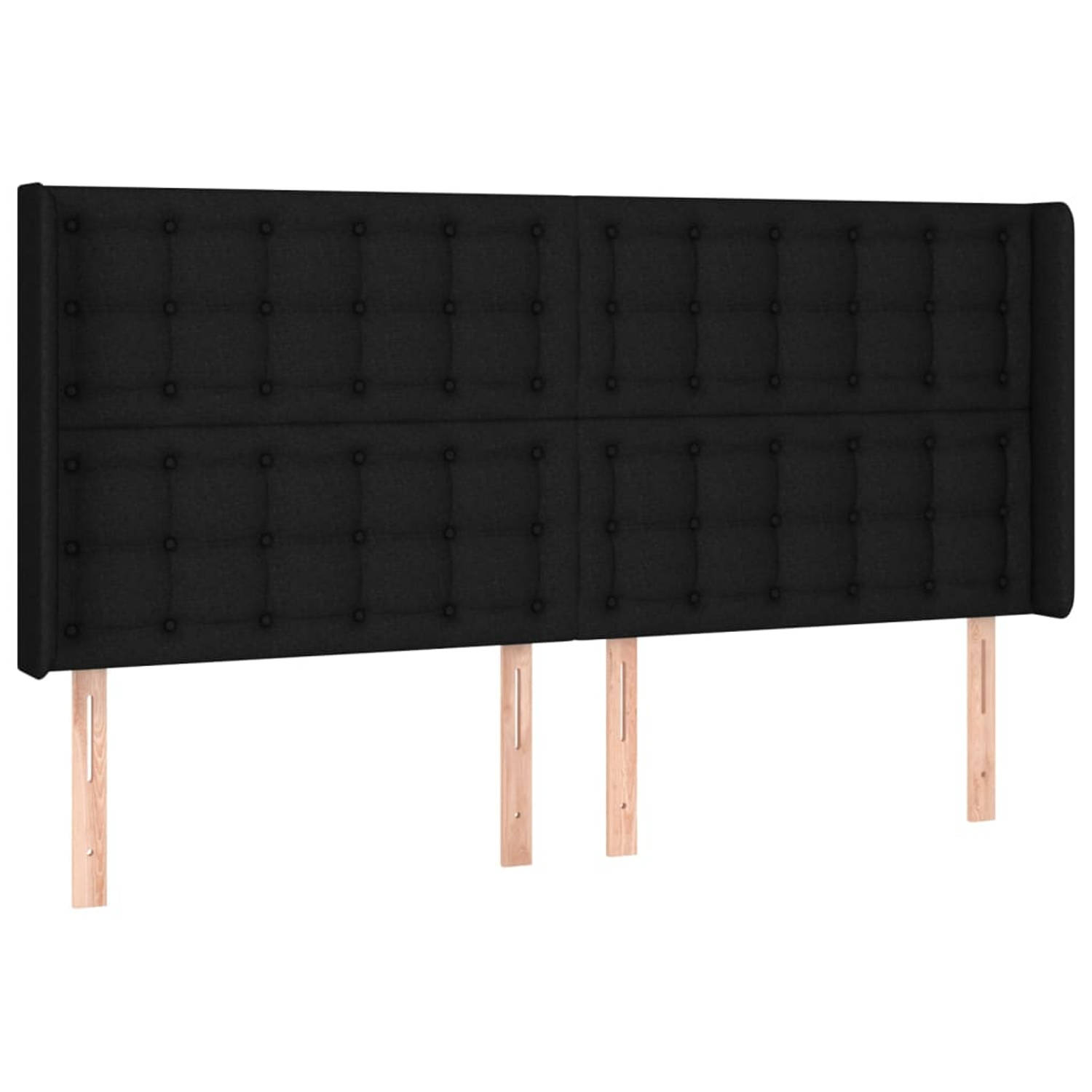The Living Store Hoofdeind Bed - 183 x 16 cm - Zwarte stof