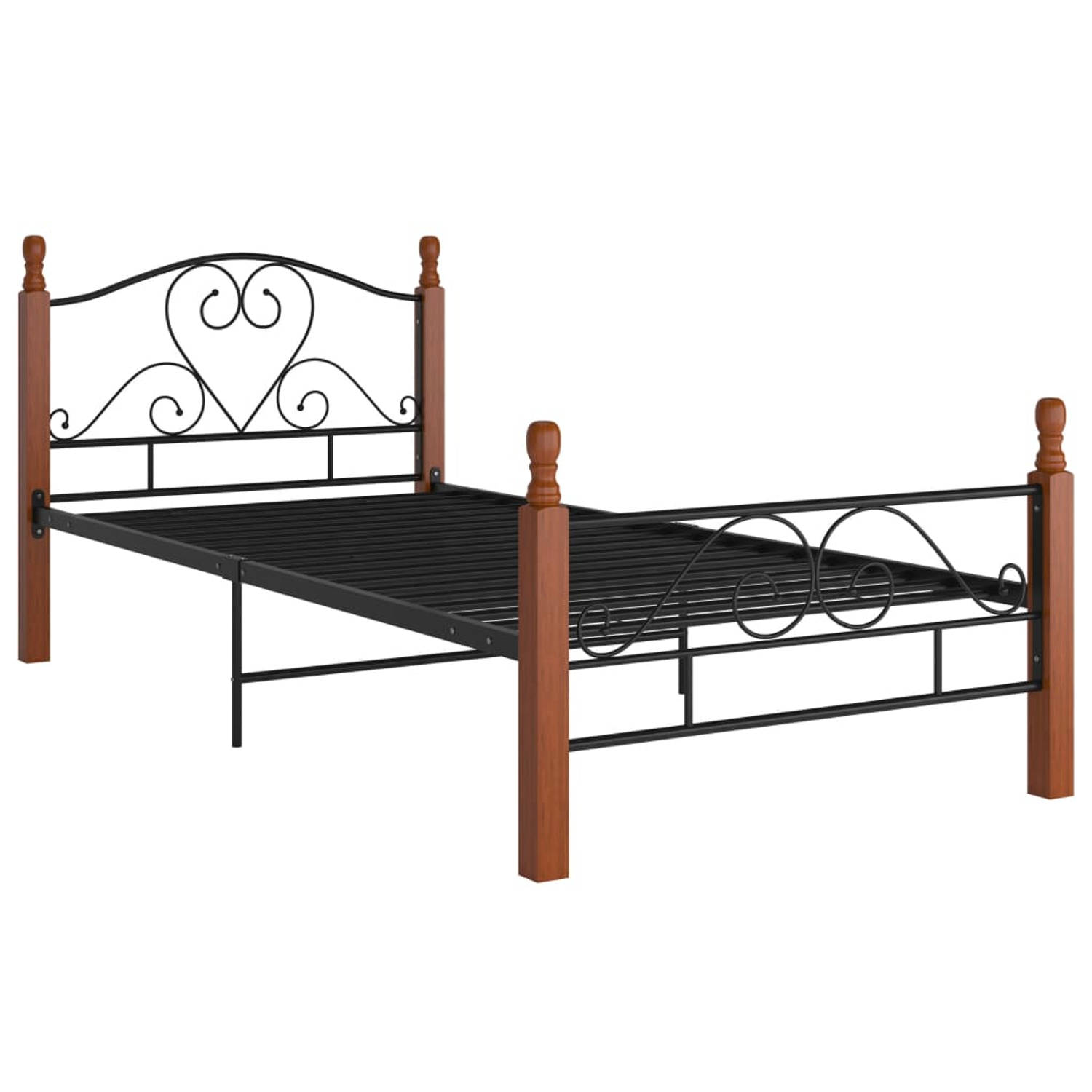 The Living Store Bedframe metaal zwart 90x200 cm - Bedframe - Bedframes - Bed - Bedden - Frame - Frames - Eenpersoonsbed - Eenpersoonsbedden - Bedombouw - Bedombouwen - Metalen Bed