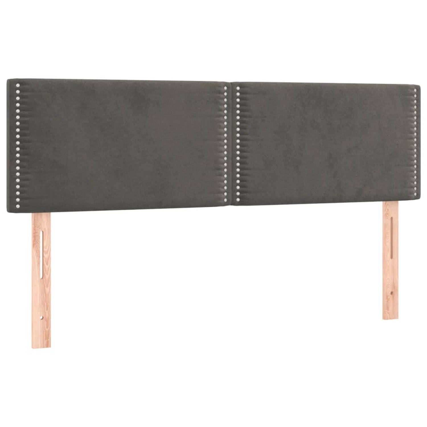 The Living Store Hoofdborden 2 st 72x5x78/88 cm fluweel donkergrijs - Bedonderdeel