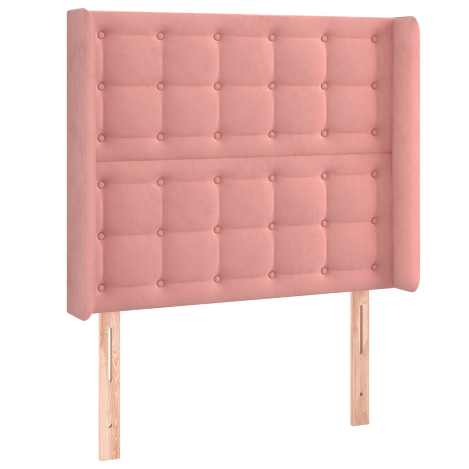 The Living Store Hoofdbord met randen 93x16x118/128 cm fluweel roze - Bedonderdeel