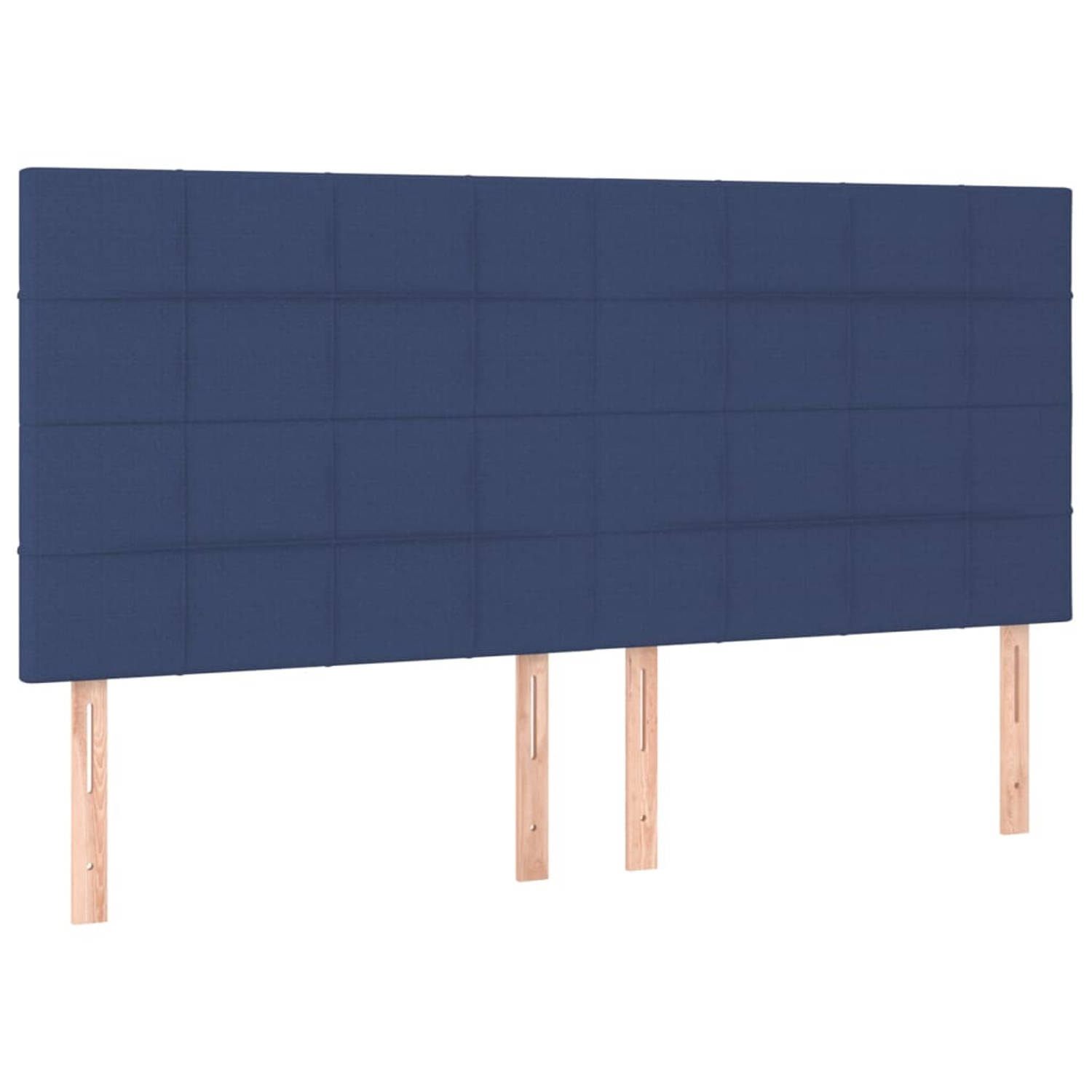 The Living Store Hoofdborden - Luxe klassiek design - Verstelbare hoogte - Blauw - 200 x 5 x 118/128 cm - Set van 4