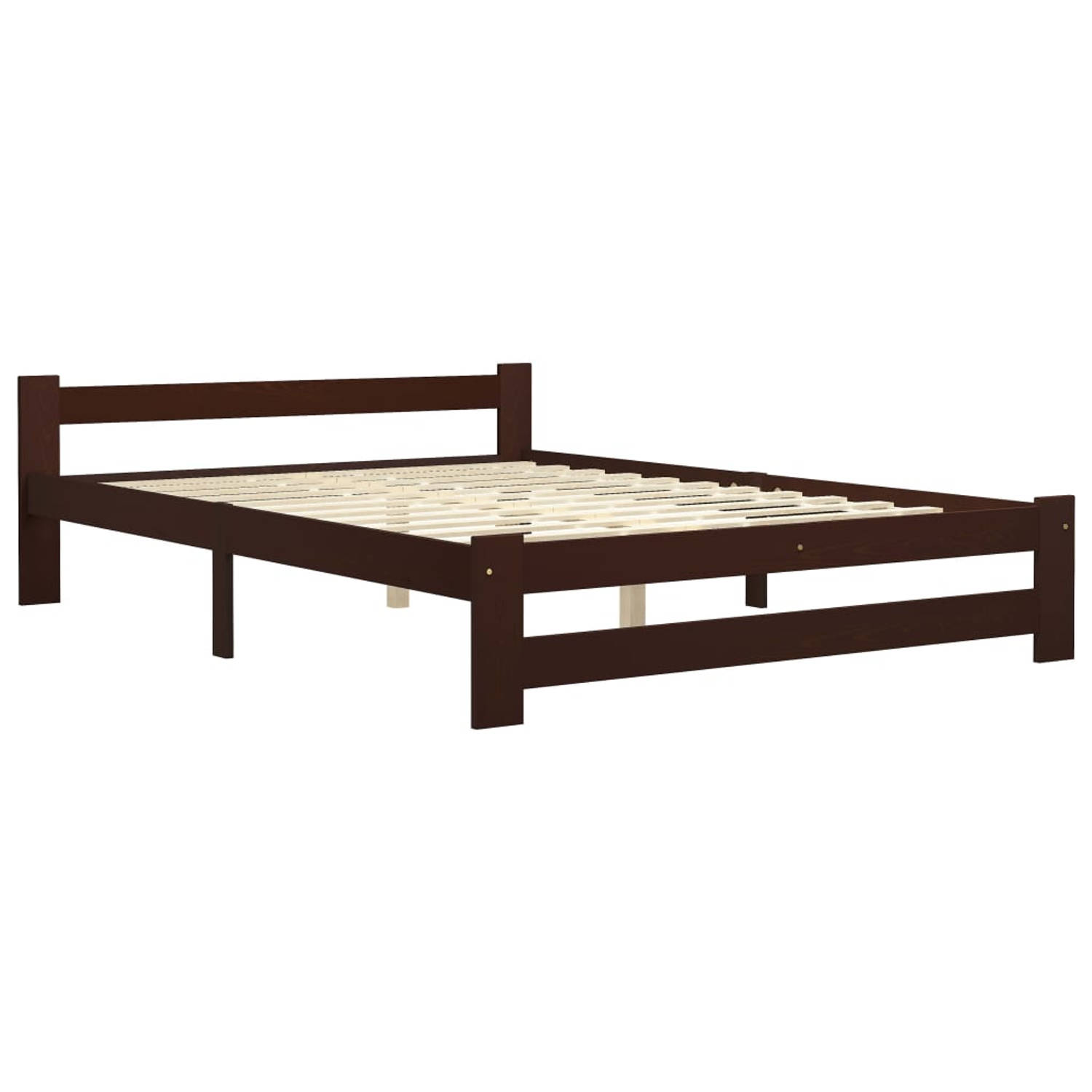 The Living Store Bedframe massief grenenhout donkerbruin 180x200 cm - Bedframe - Bedframes - Bed Frame - Bed Frames - Bed - Bedden - Houten Bedframe - Houten Bedframes - 2-persoons