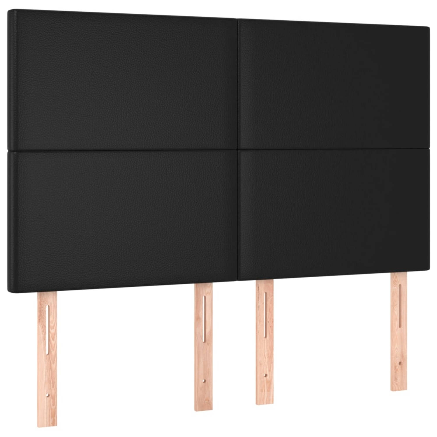 The Living Store Hoofdbord Classic - Bedaccessoire - 144 x 5 x 118/128 cm - Zwart Kunstleer