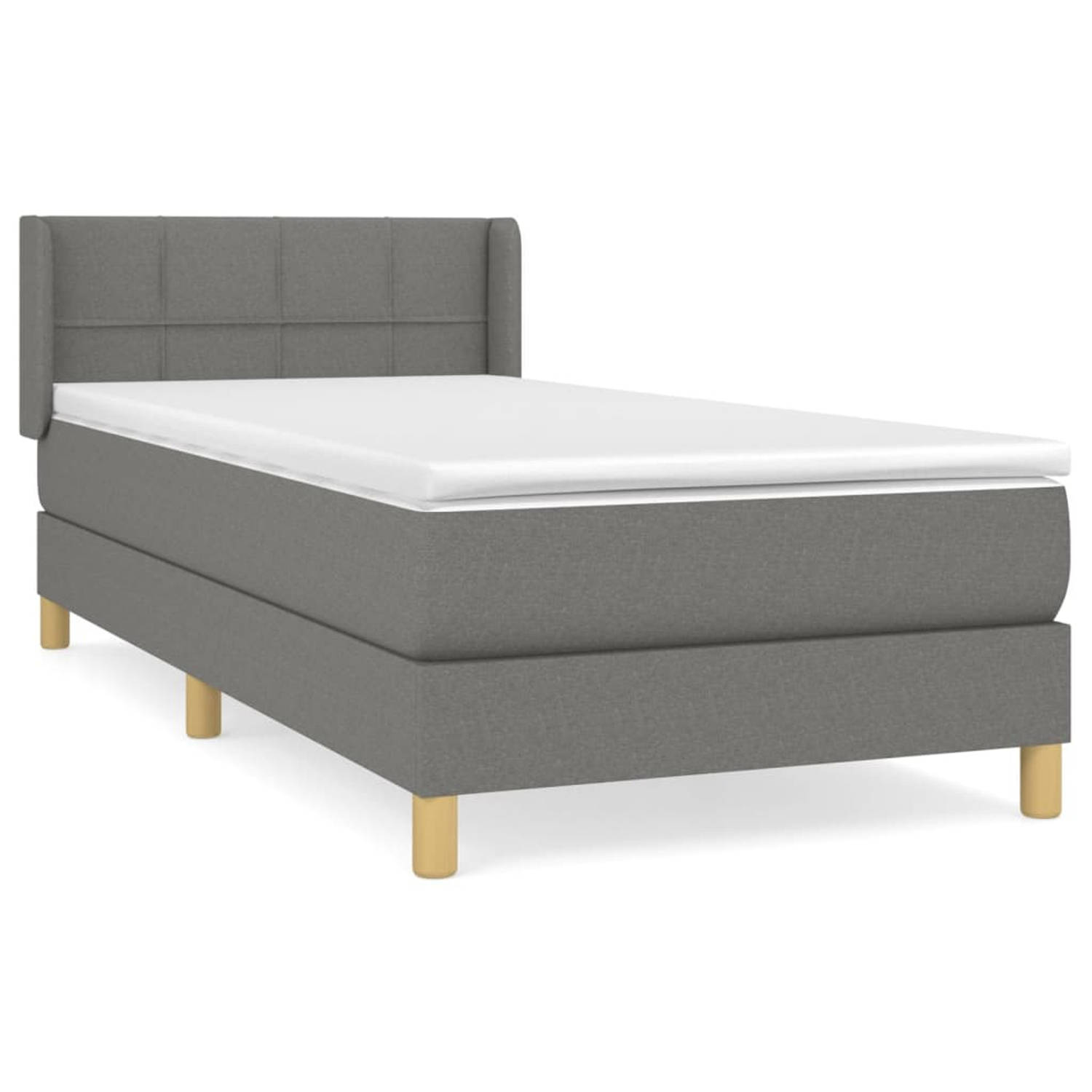 vidaXL Boxspring met matras stof donkergrijs 90x190 cm