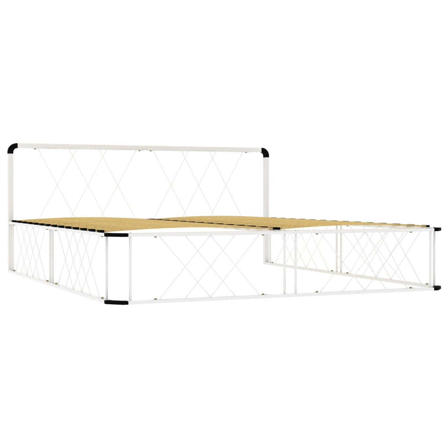 The Living Store Bedframe metaal wit 200x200 cm - Bedframe - Bedframes - Tweepersoonsbed - Tweepersoonsbedden - Bed - Bedden - Bedombouw - Bedombouwen - Frame - Frames - Slaapmeube