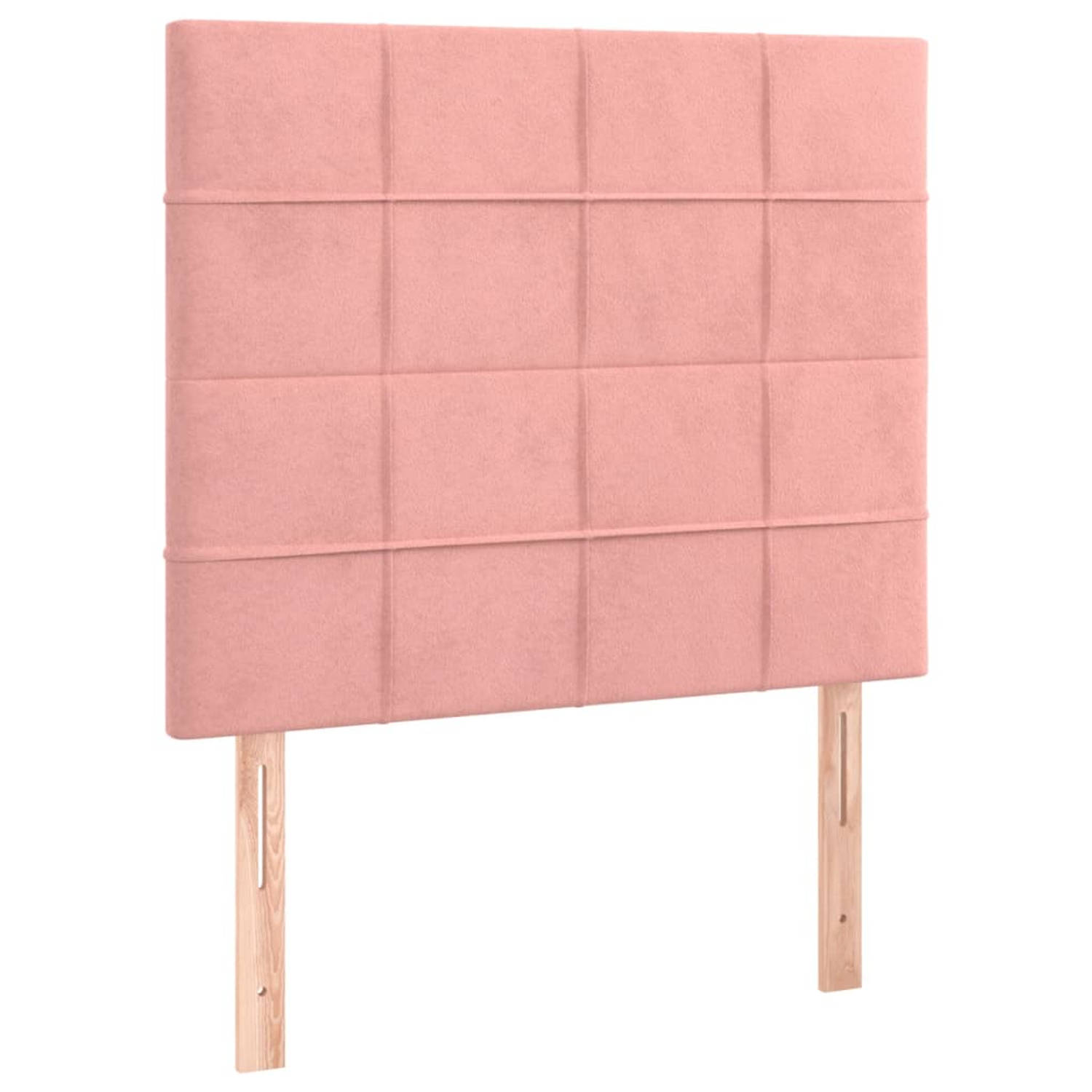 The Living Store Hoofdborden 2 st 90x5x78/88 cm fluweel roze - Bedonderdeel