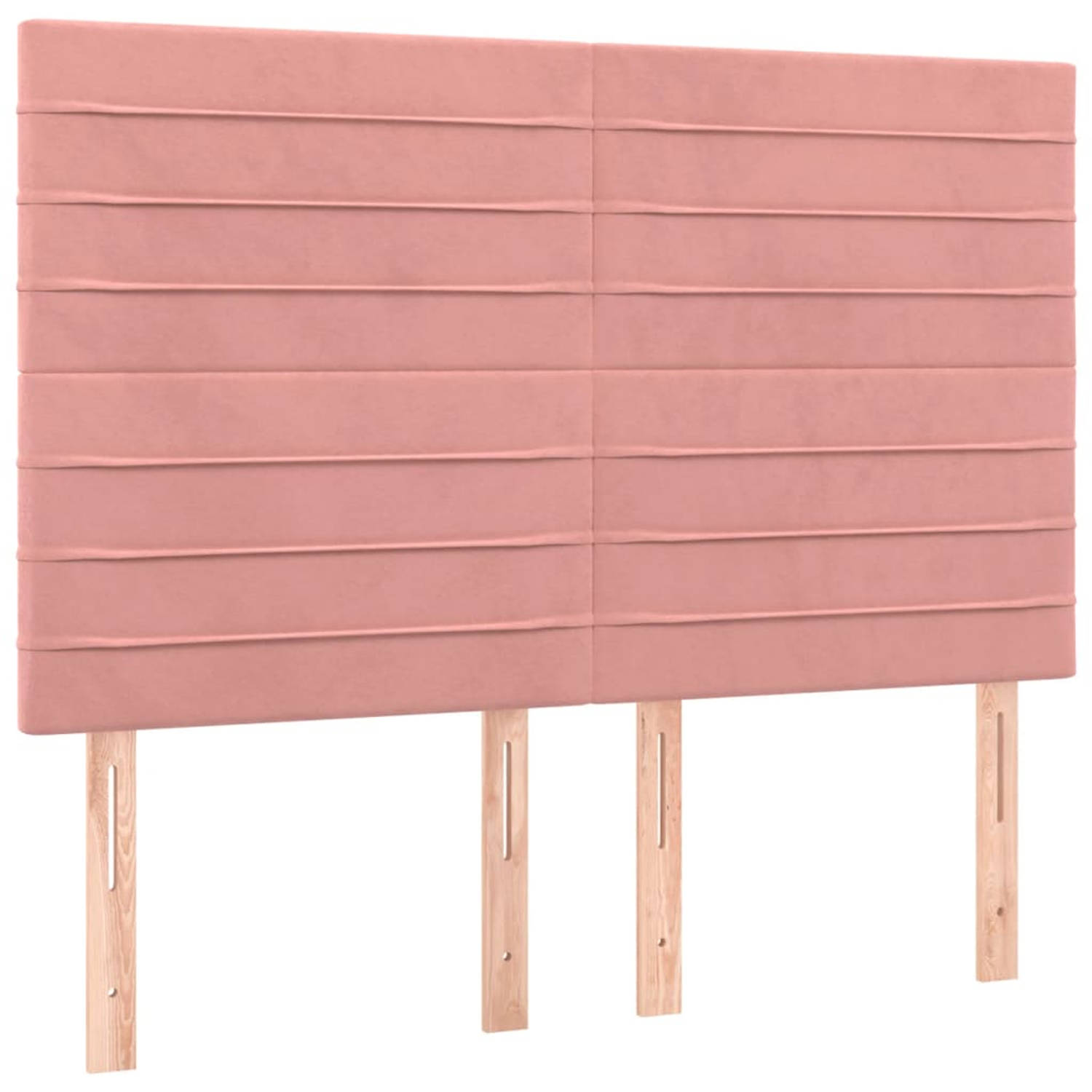 The Living Store Hoofdborden 4 st 72x5x78/88 cm fluweel roze - Bedonderdeel