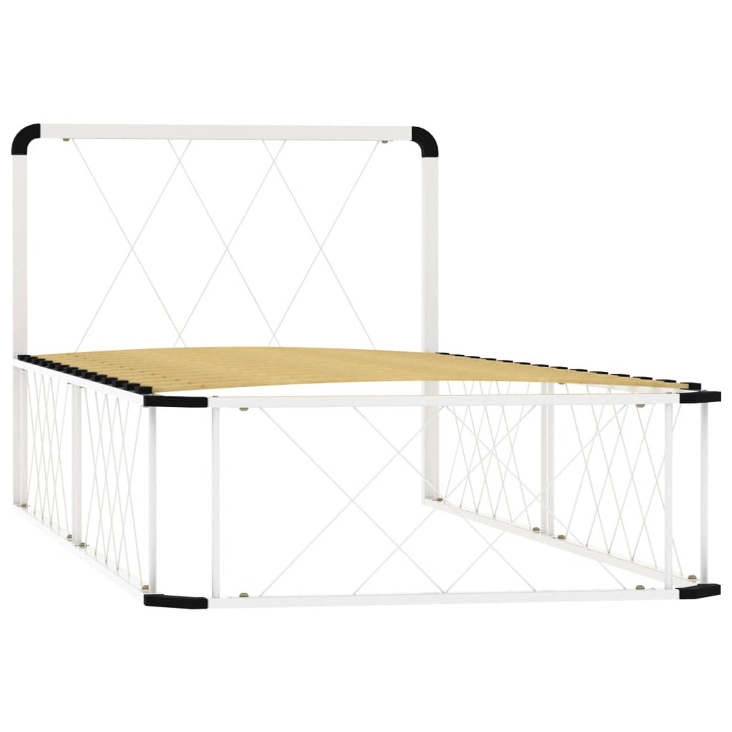 The Living Store Bedframe metaal wit 100x200 cm - Bedframe - Bedframes - Eenpersoonsbed - Eenpersoonsbedden - Bed - Bedden - Bedombouw - Bedombouwen - Frame - Frames - Slaapmeubel