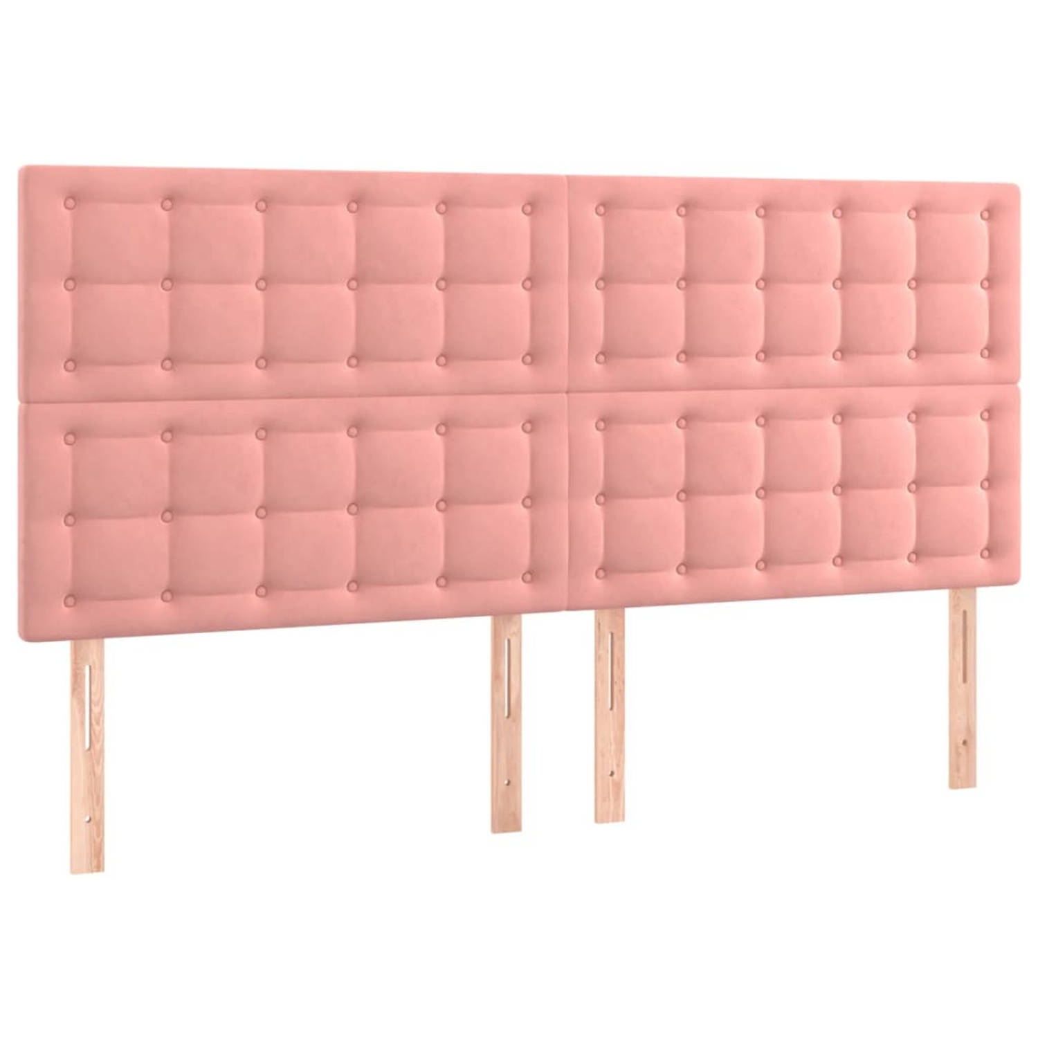 The Living Store Hoofdborden 4 st 80x5x78/88 cm fluweel roze - Bedonderdeel