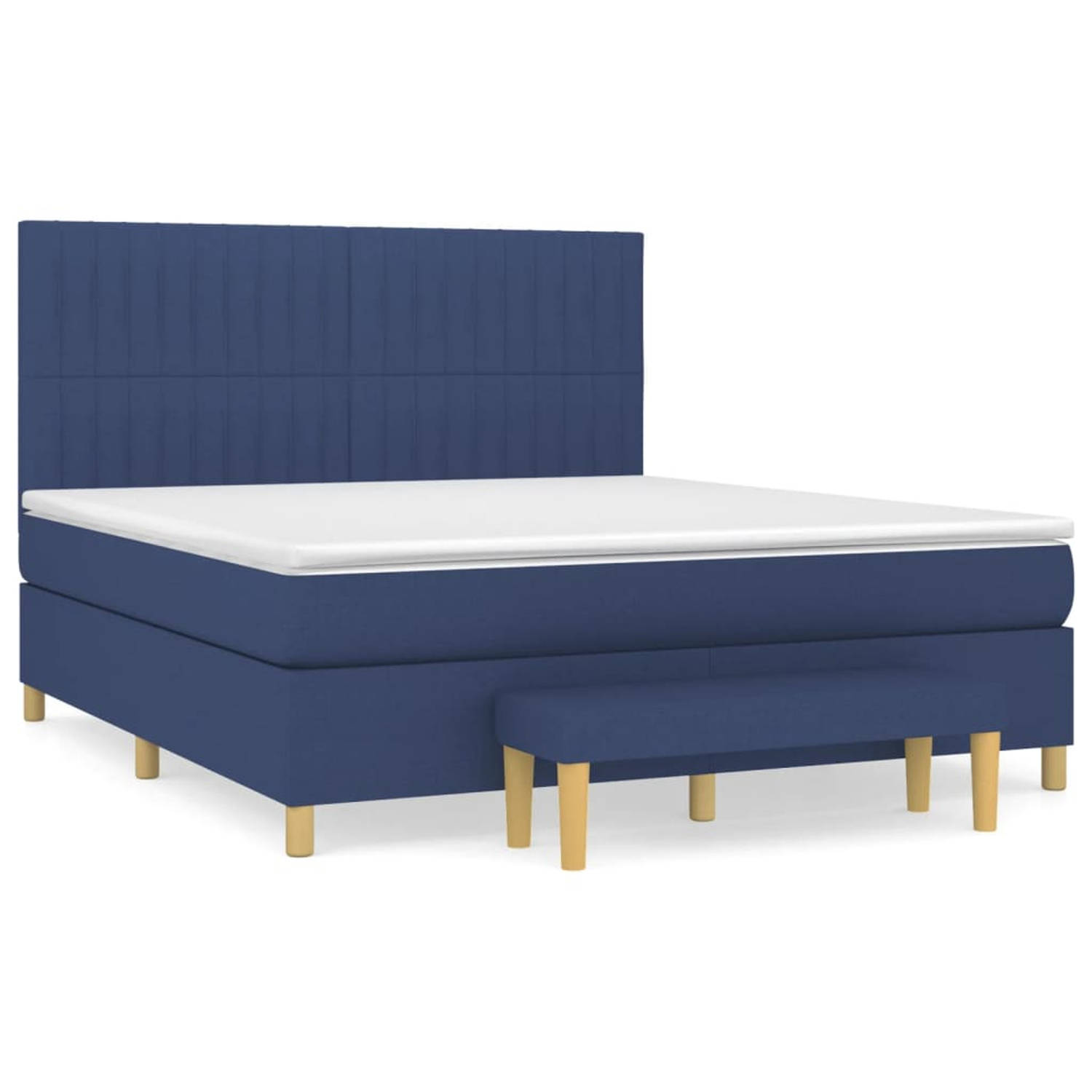 vidaXL Boxspring met matras stof blauw 180x200 cm