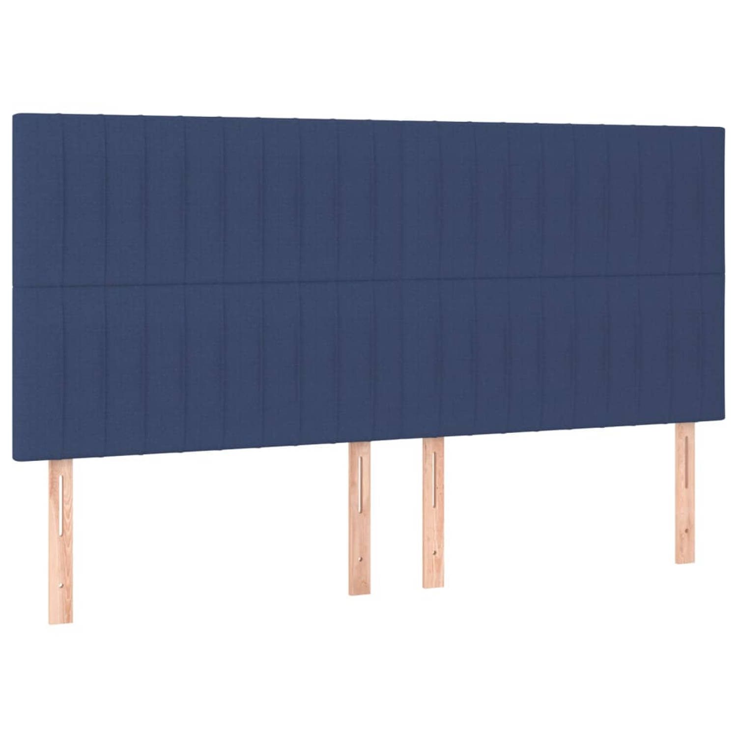 The Living Store Hoofdborden 4 st 90x5x78/88 cm stof blauw - Bedonderdeel