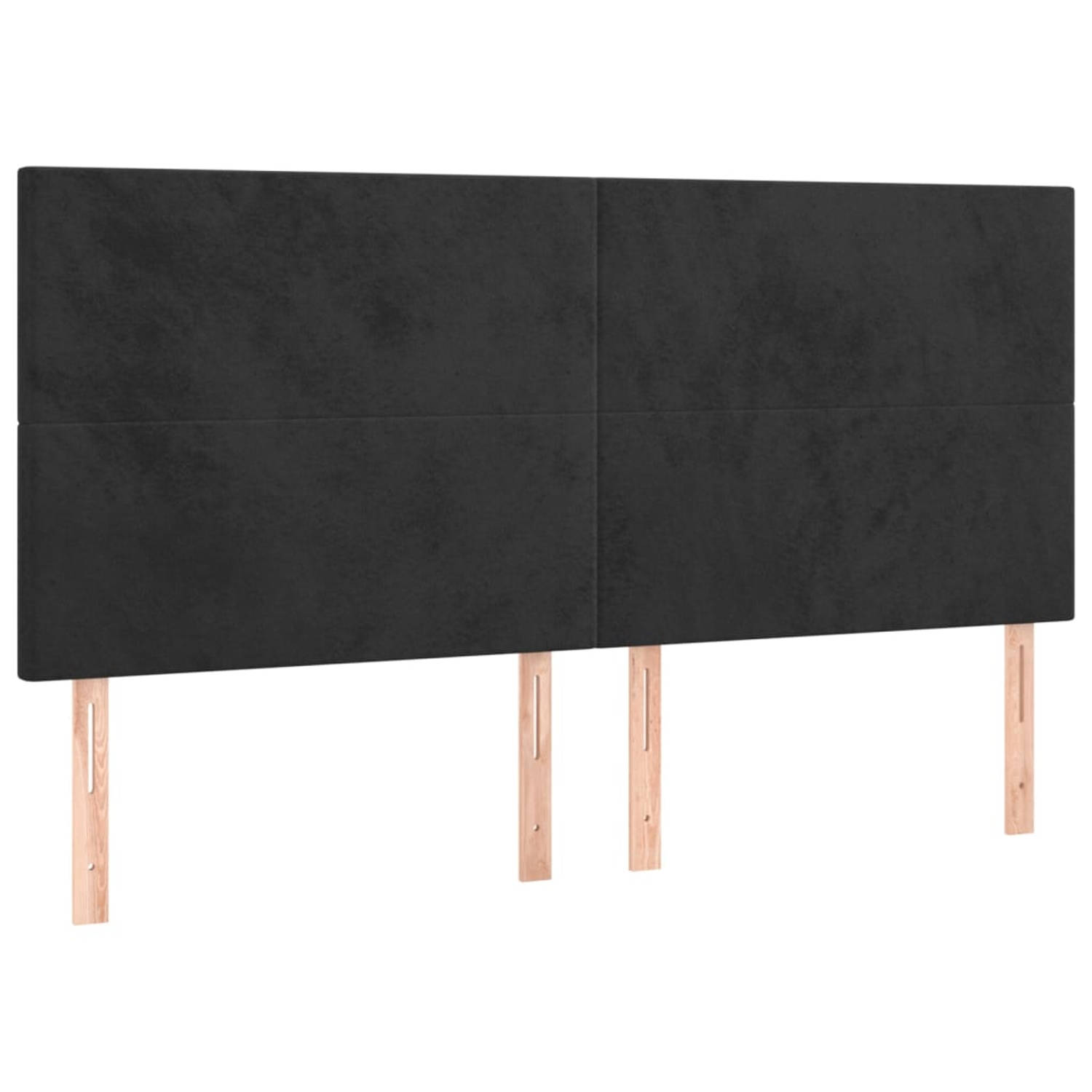 The Living Store Hoofdborden 4 st 80x5x78/88 cm fluweel zwart - Bedonderdeel