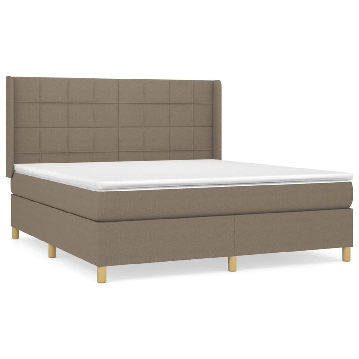 vidaXL Boxspring met matras stof taupe 180x200 cm