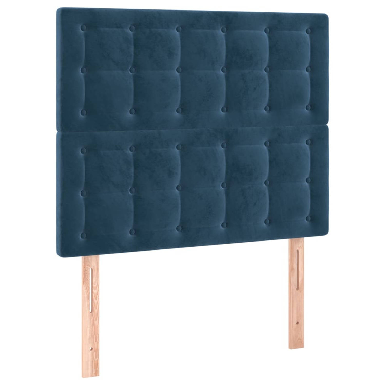The Living Store Hoofdeind - donkerblauw - 90 x 5 x 118/128 cm - fluweel - verstelbare hoogte - stevige poten - comfortabele ondersteuning