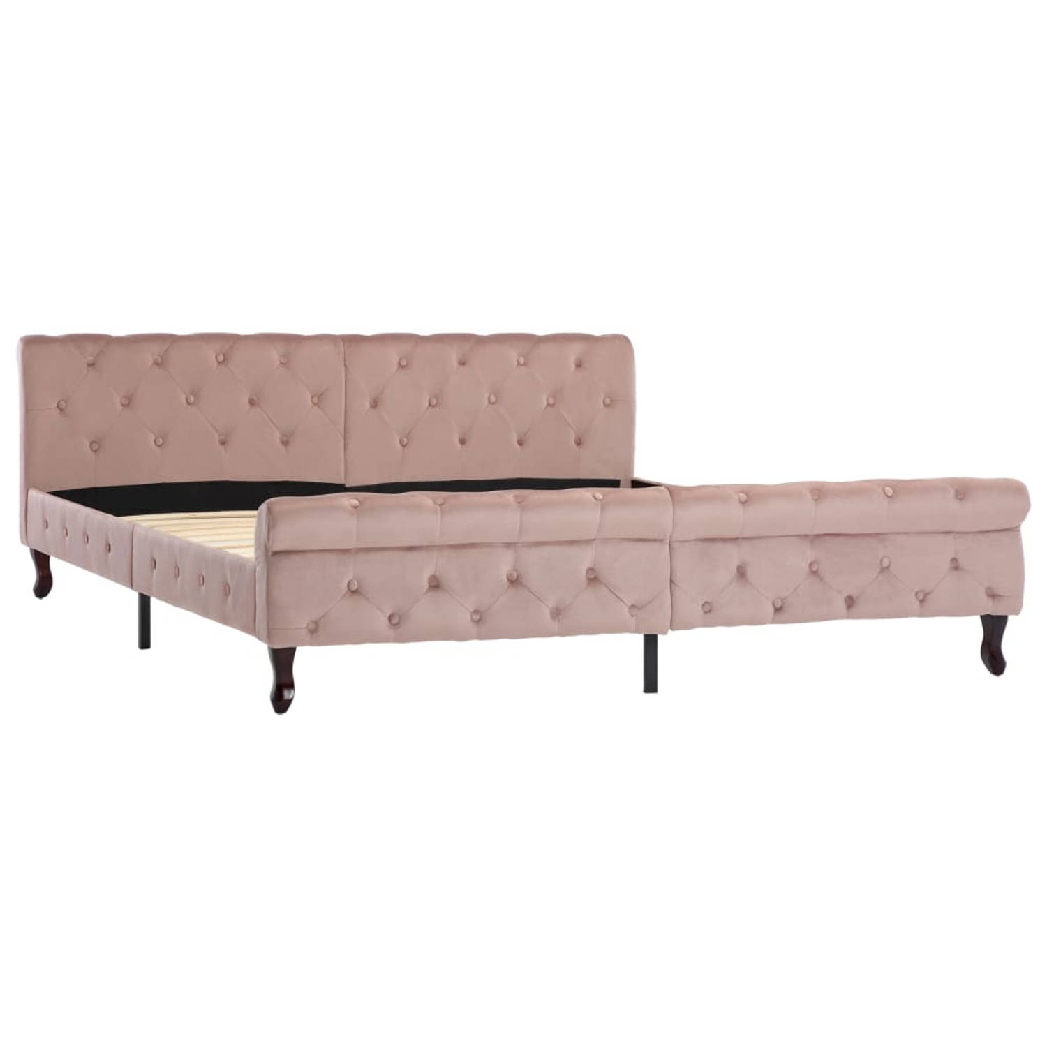 The Living Store Bedframe fluweel roze 180x200 cm - Bed