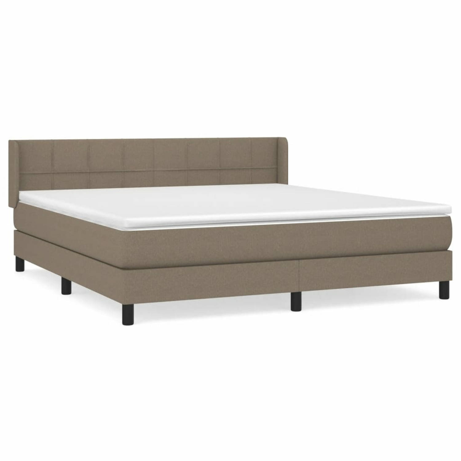 vidaXL Boxspring met matras stof taupe 180x200 cm