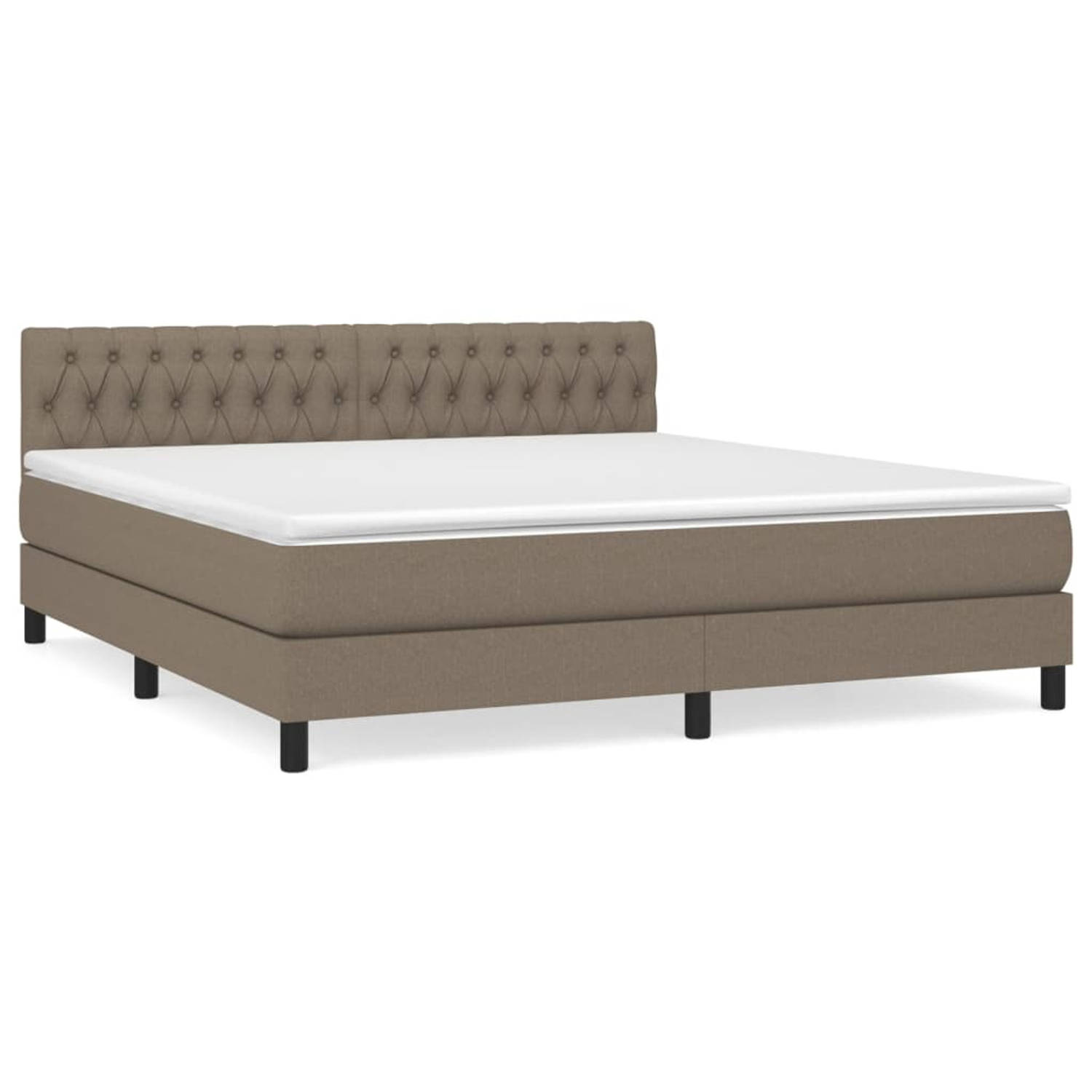 vidaXL Boxspring met matras stof taupe 180x200 cm