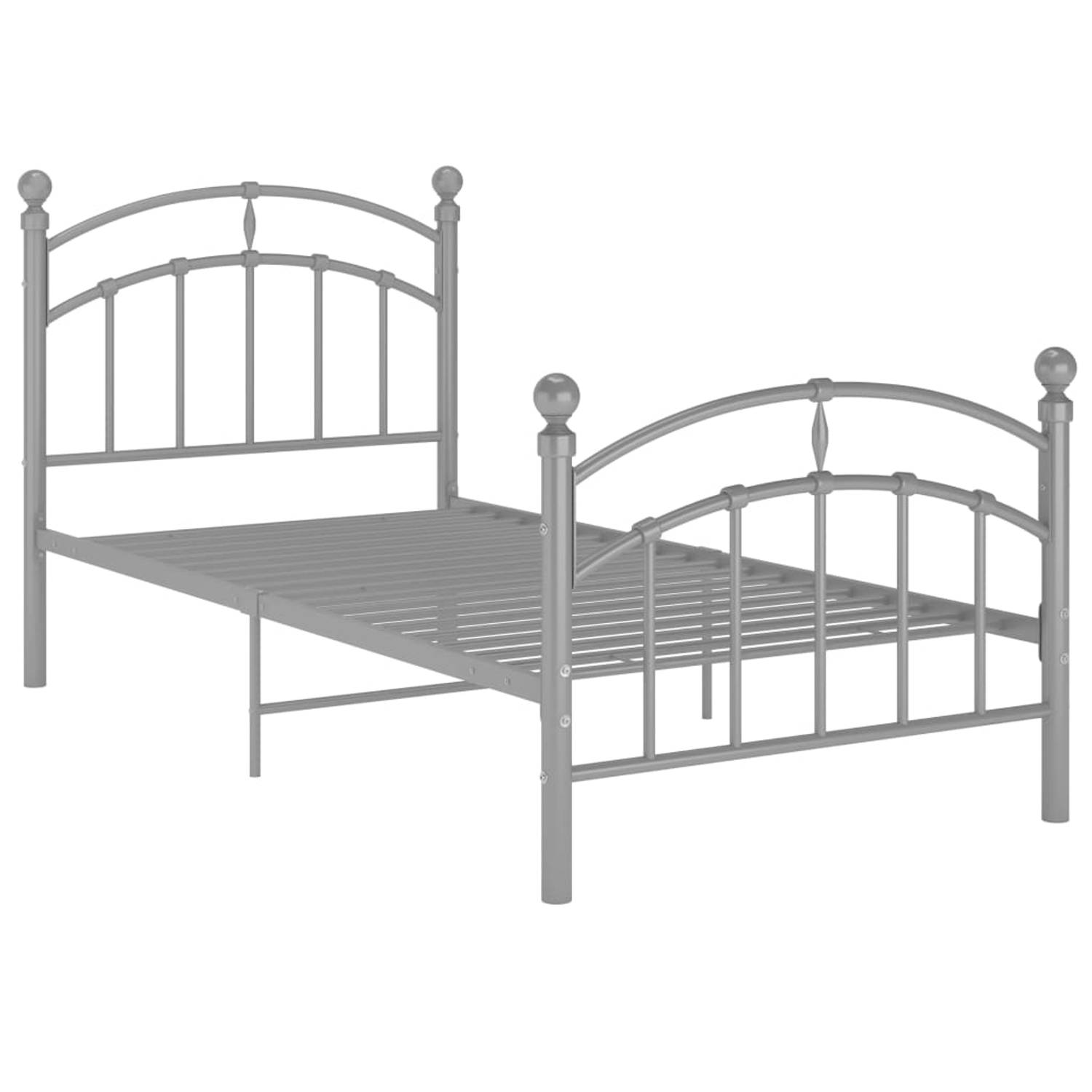 The Living Store Bedframe metaal grijs 90x200 cm - Bedframe - Bedframes - Eenpersoonsbed - Eenpersoonsbedden - Bed - Bedden - Bedombouw - Bedombouwen - Frame - Frames - Slaapmeubel