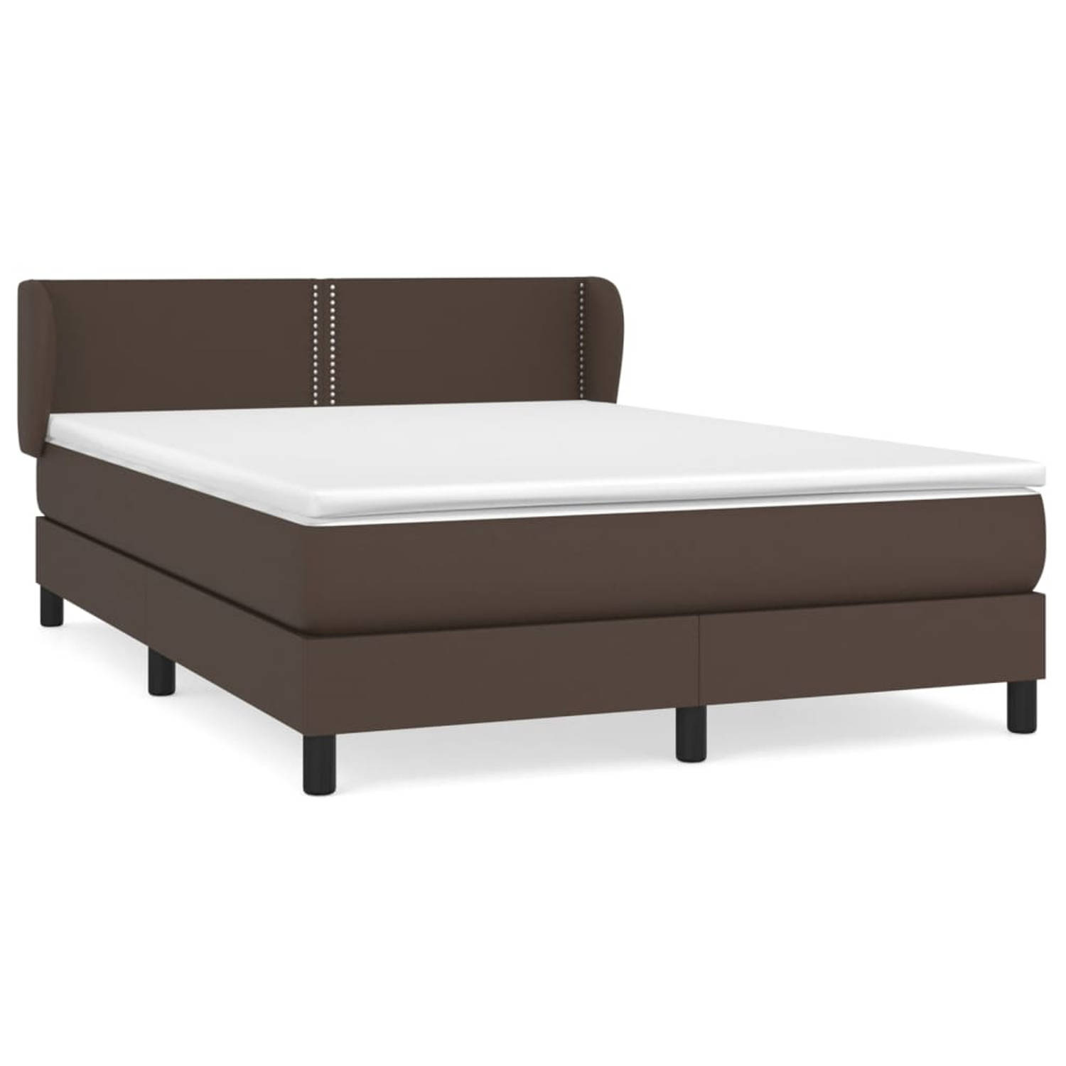 vidaXL Boxspring met matras kunstleer bruin 140x200 cm