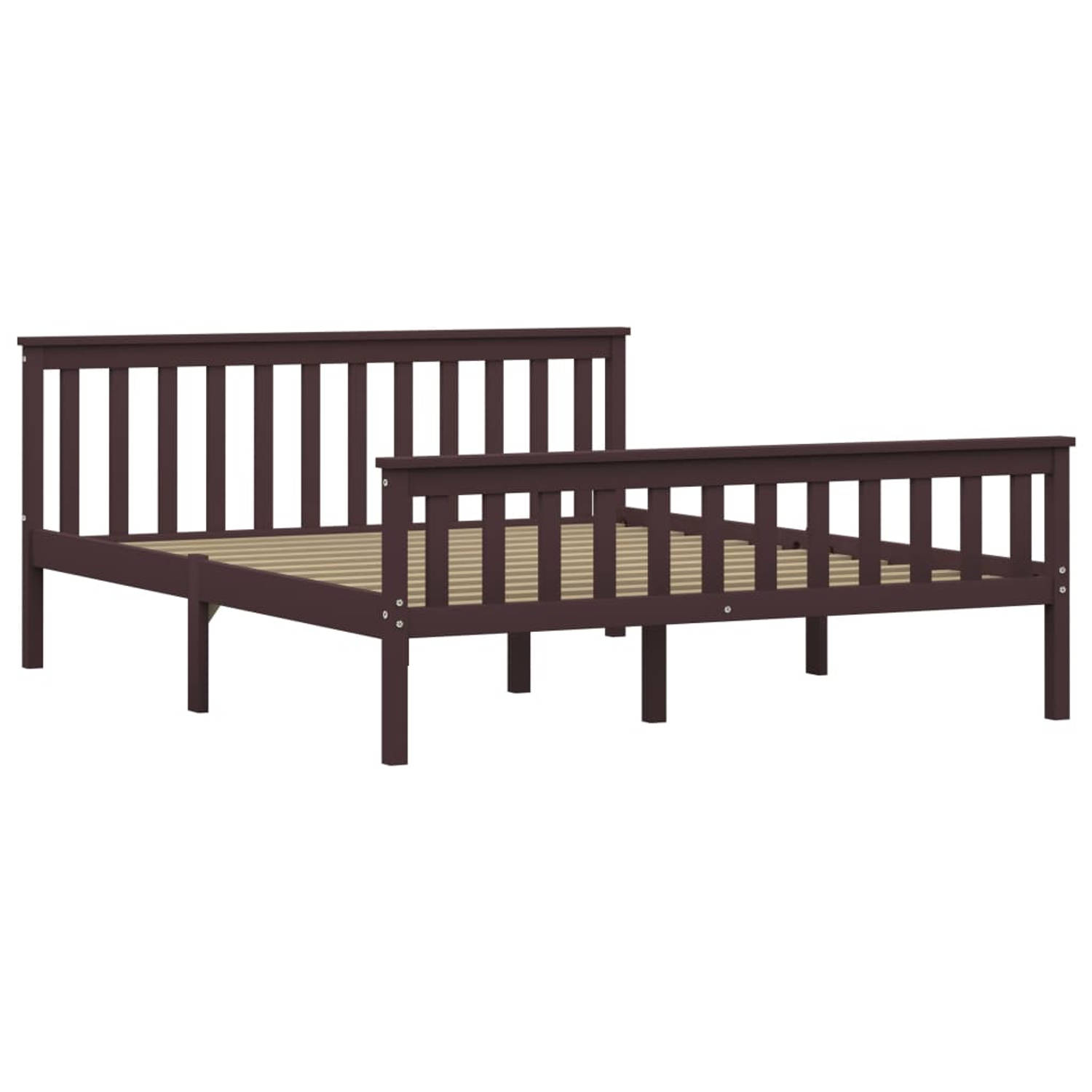 The Living Store Bedframe massief grenenhout donkerbruin 160x200 cm - Bed