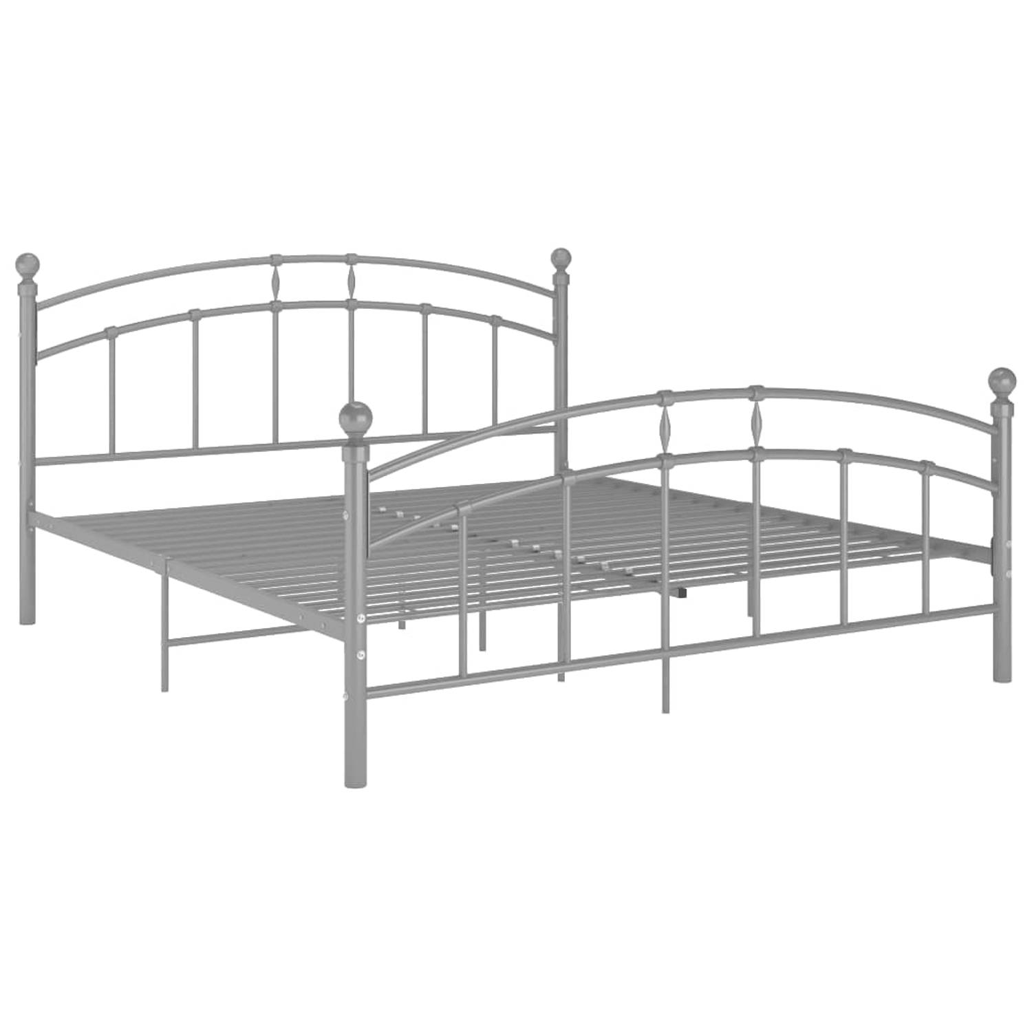 The Living Store Bedframe metaal grijs 160x200 cm - Bedframe - Bedframes - Tweepersoonsbed - Tweepersoonsbedden - Bed - Bedden - Bedombouw - Bedombouwen - Frame - Frames - Slaapmeu