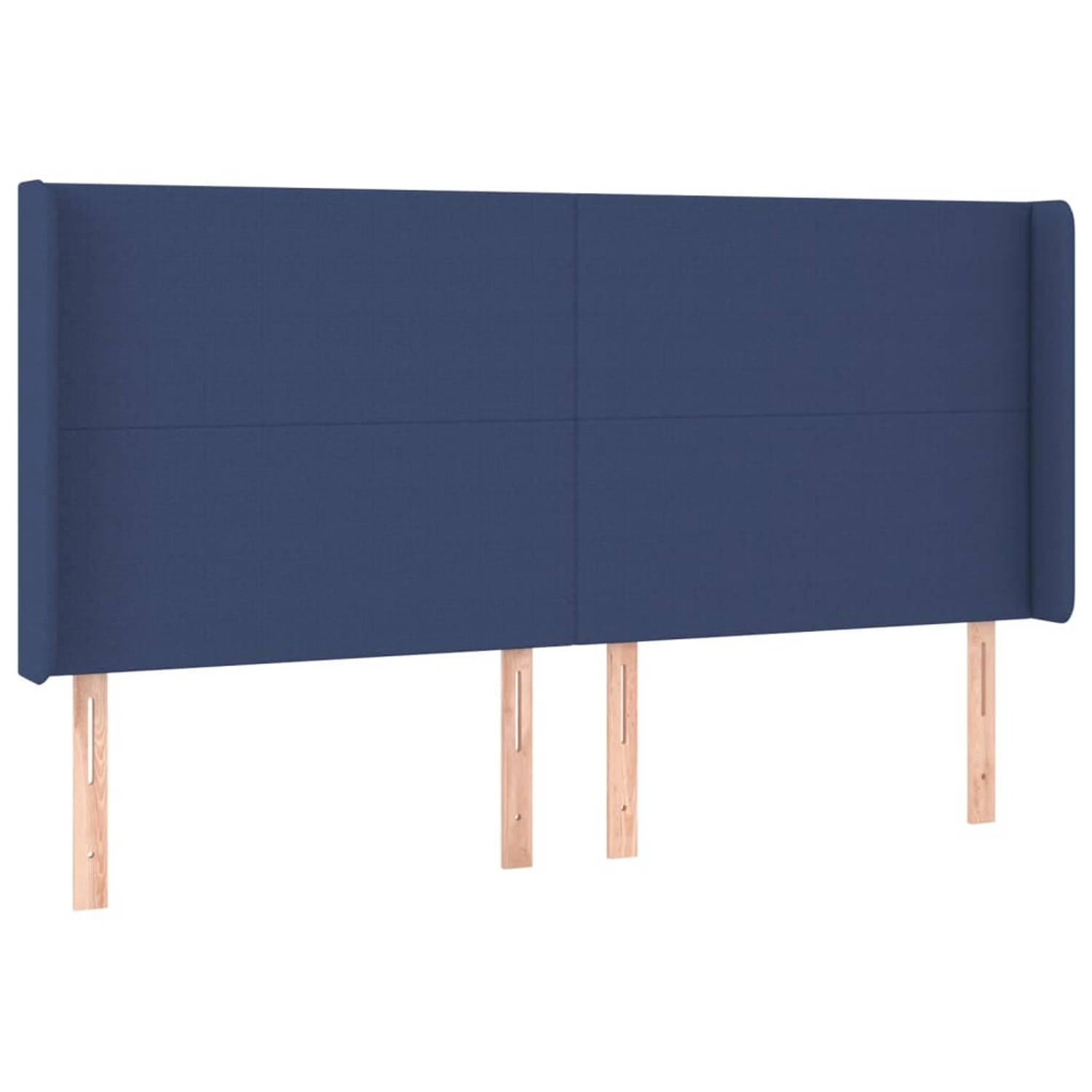 The Living Store Hoofdbord met randen 163x16x118/128 cm stof blauw - Bedonderdeel