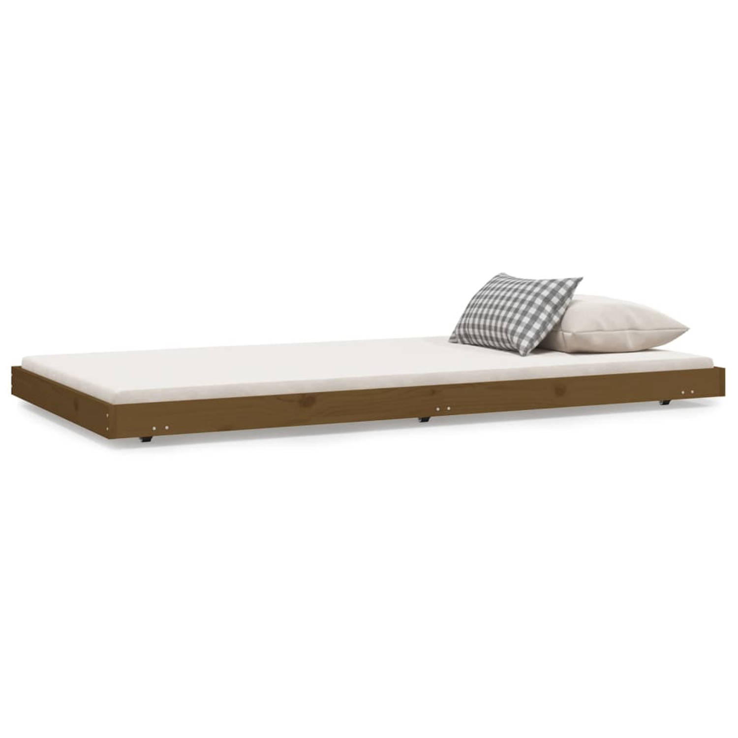 vidaXL Bedframe massief grenenhout honingbruin 100x200 cm