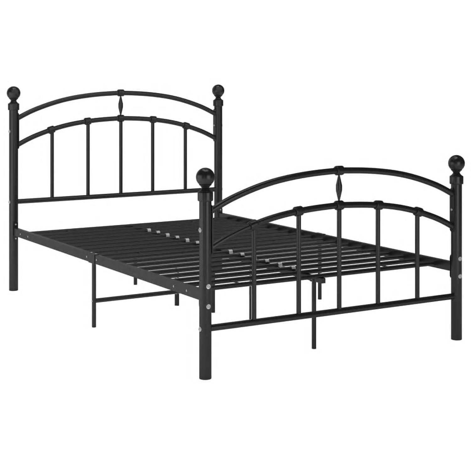 The Living Store Bedframe metaal zwart 120x200 cm - Bedframe - Bedframes - Tweepersoonsbed - Tweepersoonsbedden - Bed - Bedden - Bedombouw - Bedombouwen - Frame - Frames - Slaapmeu