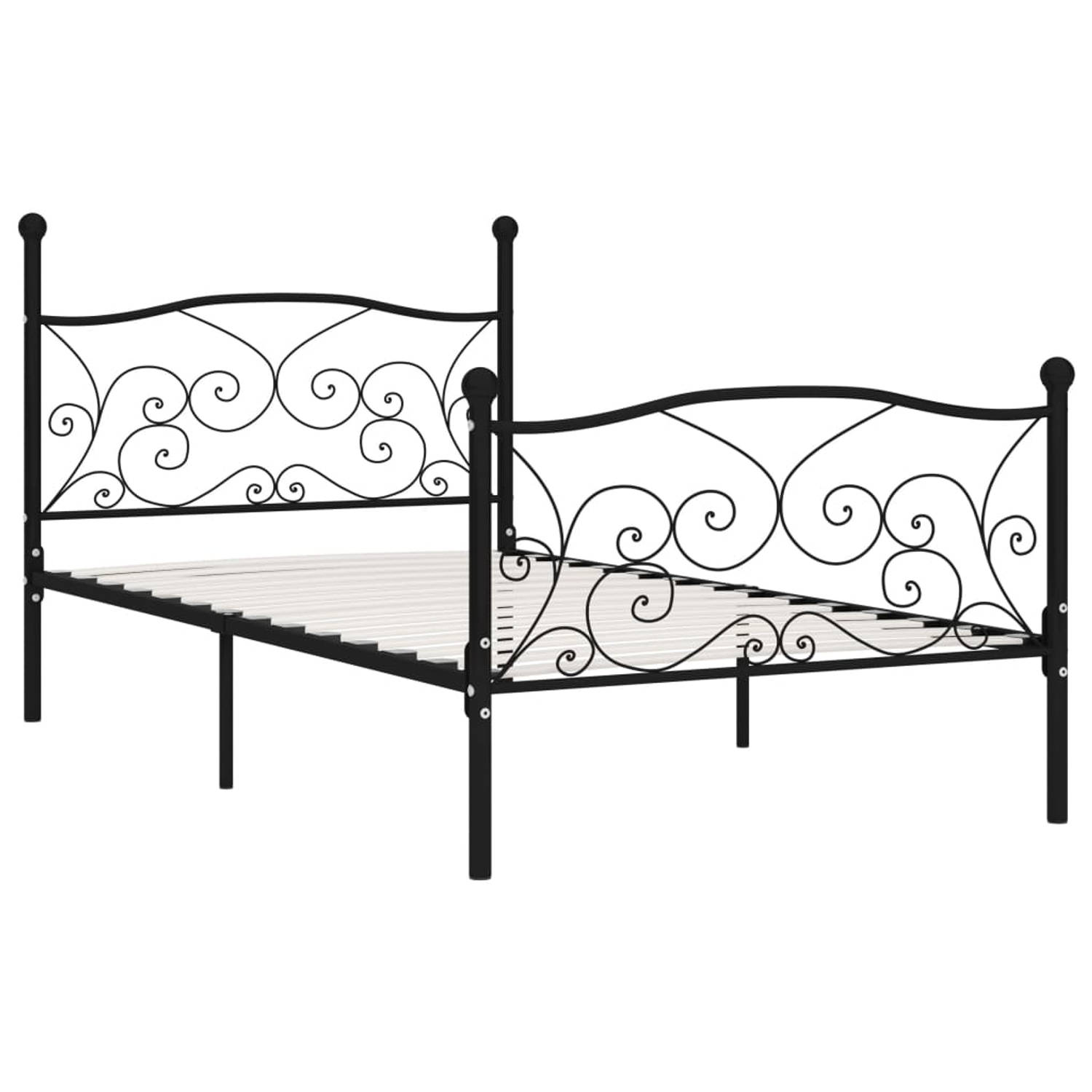 The Living Store Metalen Bedframe - Elegantie - Bedframe met Lattenbodem - Afmetingen- 211 x 99 x 105 cm - Geschikte Matras- 90 x 200 cm - Kleur- Zwart - The Living Store