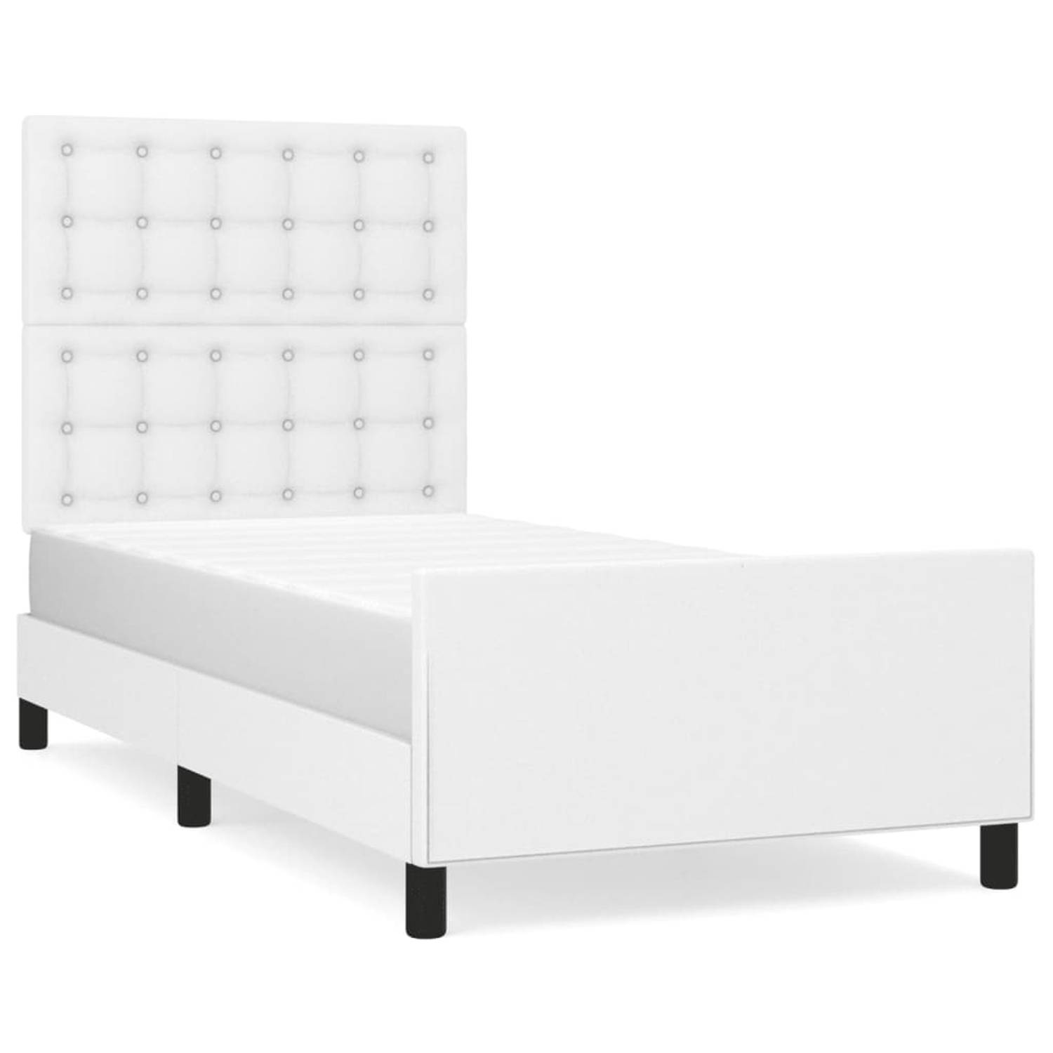 vidaXL Bedframe met hoofdbord kunstleer wit 90x190 cm