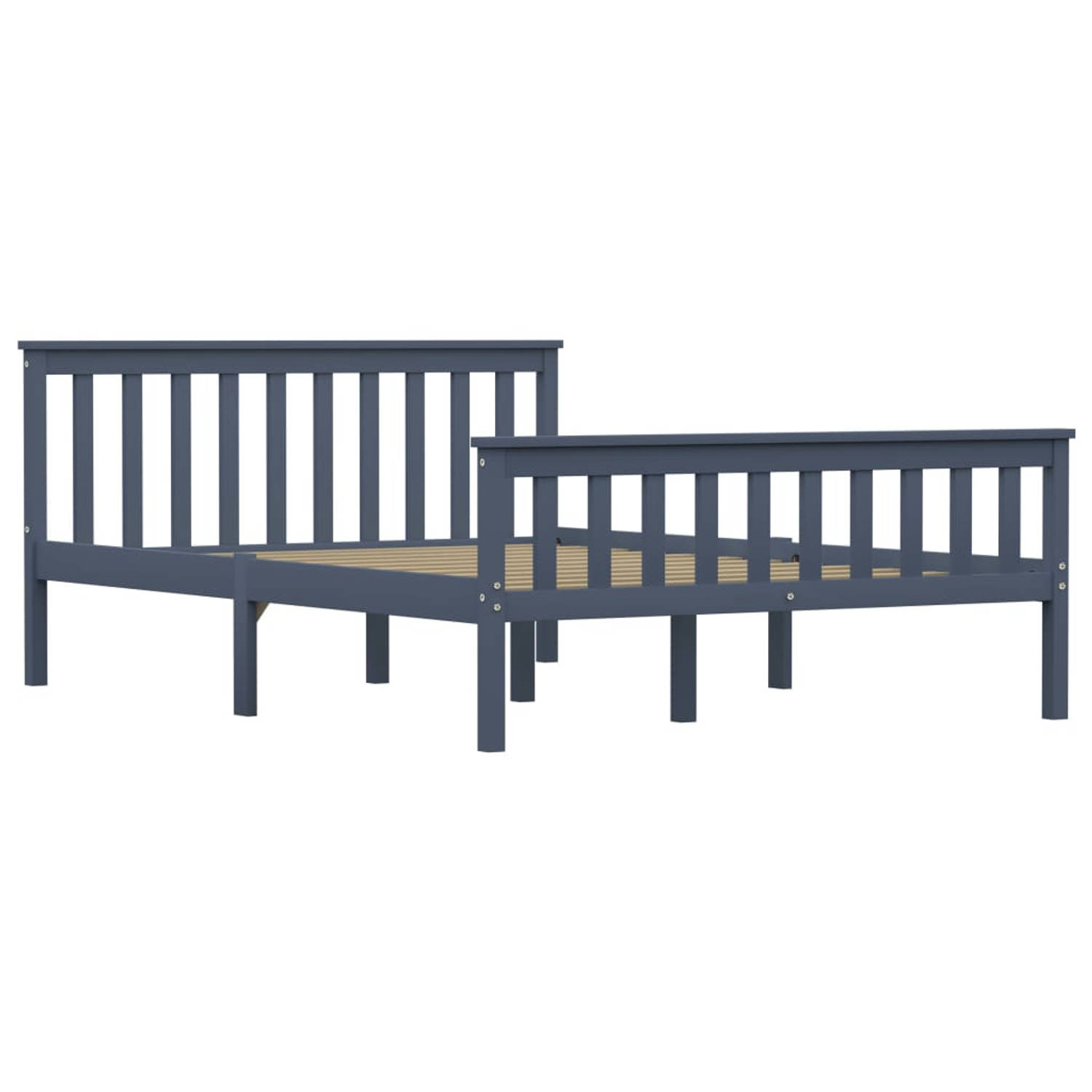 The Living Store Bed Frame - Massief Grenenhout - 208x148x82 cm - Grijs