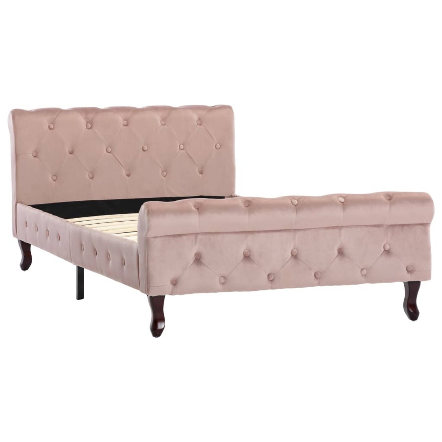 The Living Store Bedframe fluweel roze 100x200 cm - Bed