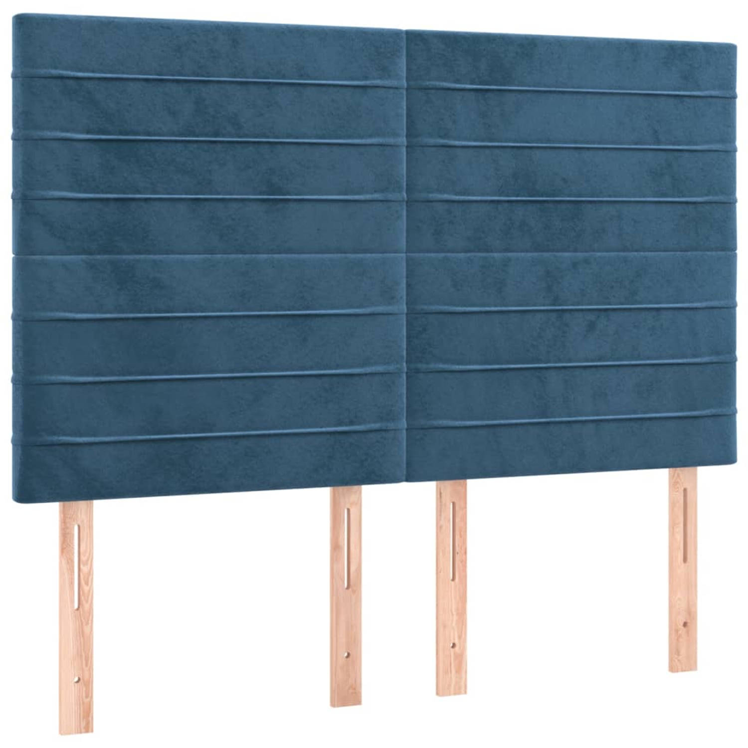 The Living Store Hoofdbord - 72 x 5 x 78/88 cm - Donkerblauw Fluweel