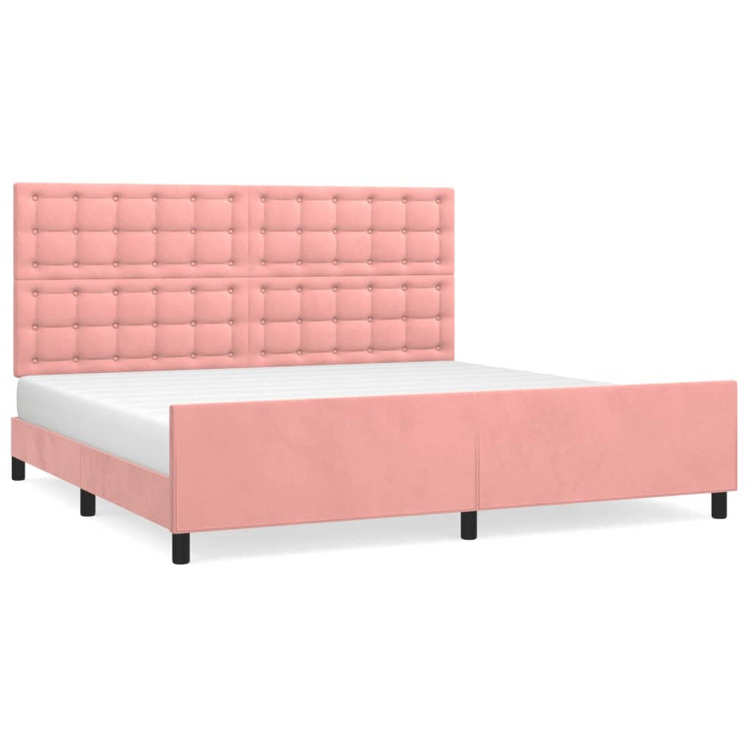 vidaXL Bedframe met hoofdeinde fluweel roze 200x200 cm