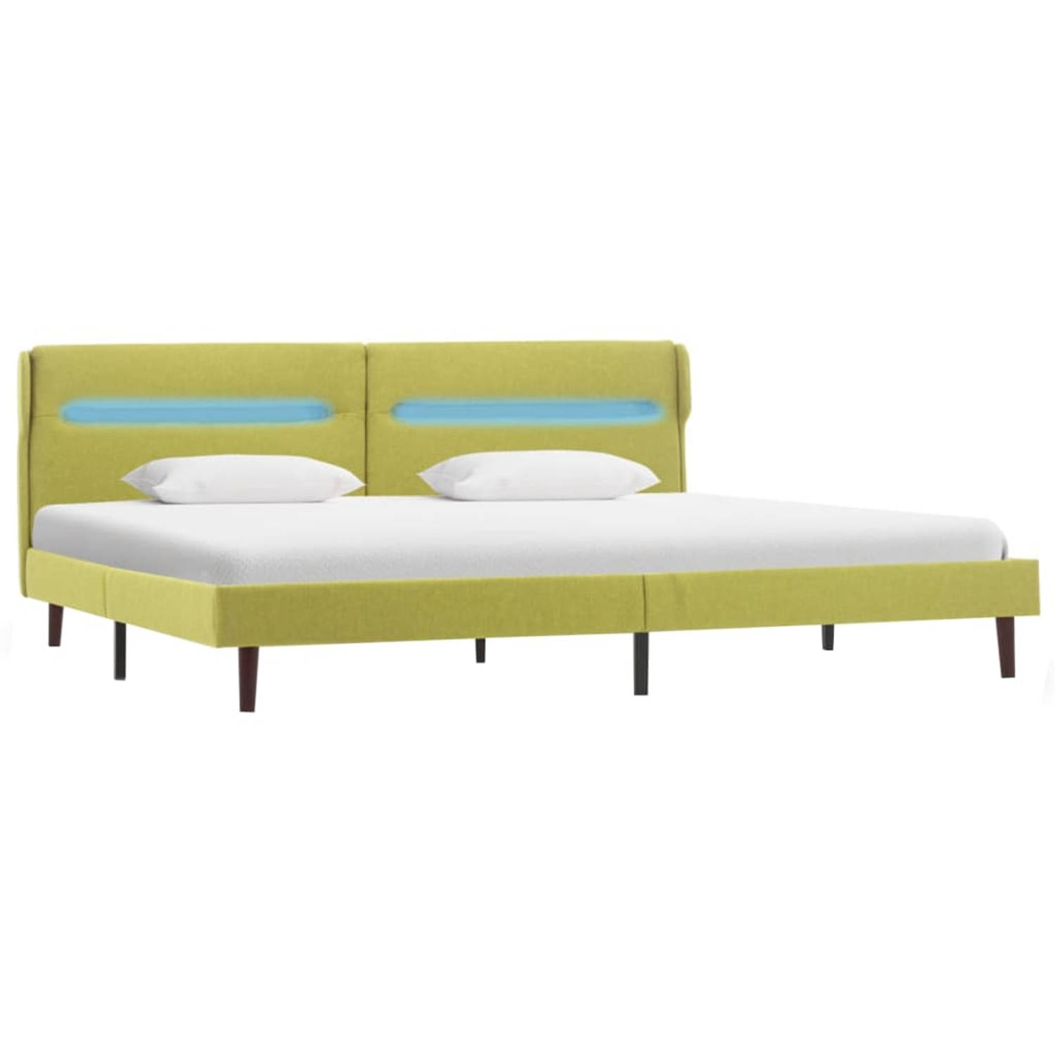 The Living Store Bedframe met LED stof groen 140x200 cm - Bed