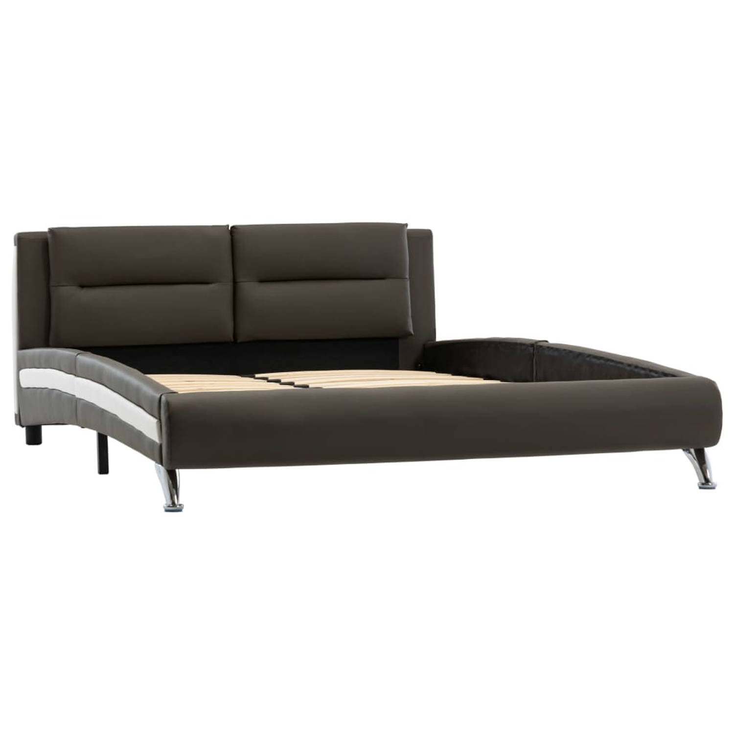 The Living Store Bedframe kunstleer grijs 120x200 cm - Bedframe - Bedframes - Bed - Bedden - Tweepersoonsbed - Tweepersoonsbedden - Slaapkamermeubilair - Slaapkamermeubel - Slaapka