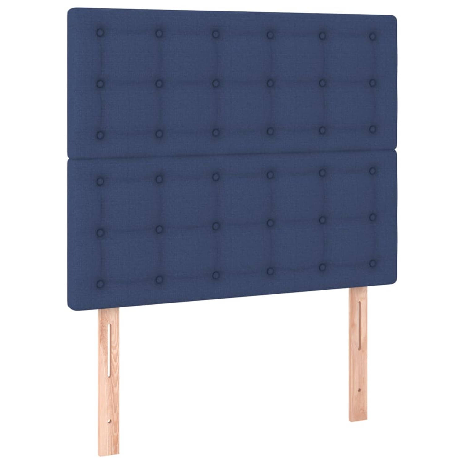 The Living Store Hoofdbord Classic - Blauw - 80x5x118/128cm - Verstelbaar - Stof - Inclusief 2x hoofdeind